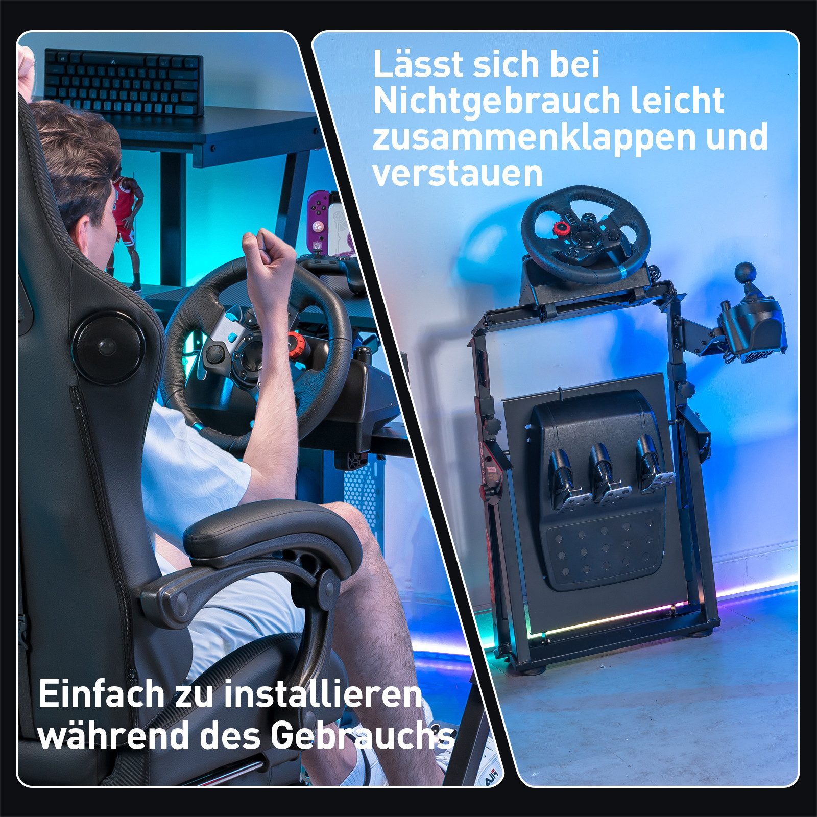 GTPLAYER Lenkradständer Lenkrad Gaming Wheel Stand für Logitech Controller (Neigungsverstellbares Gestell PS4 Xbox PC PS5)