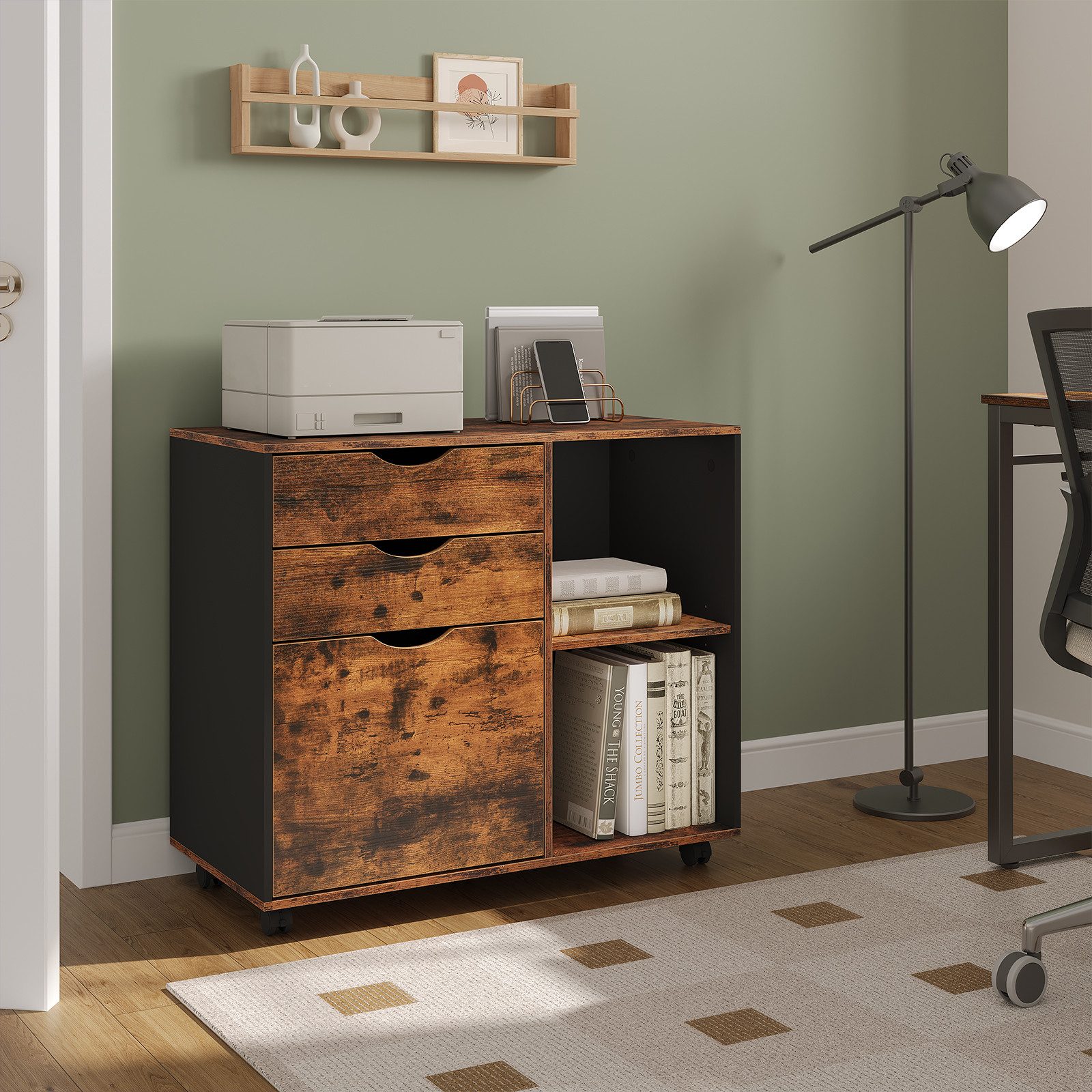 Woltu Rollcontainer, Aktenschrank mit 3 Schubladen, 5 Rollen, Büroschrank günstig online kaufen