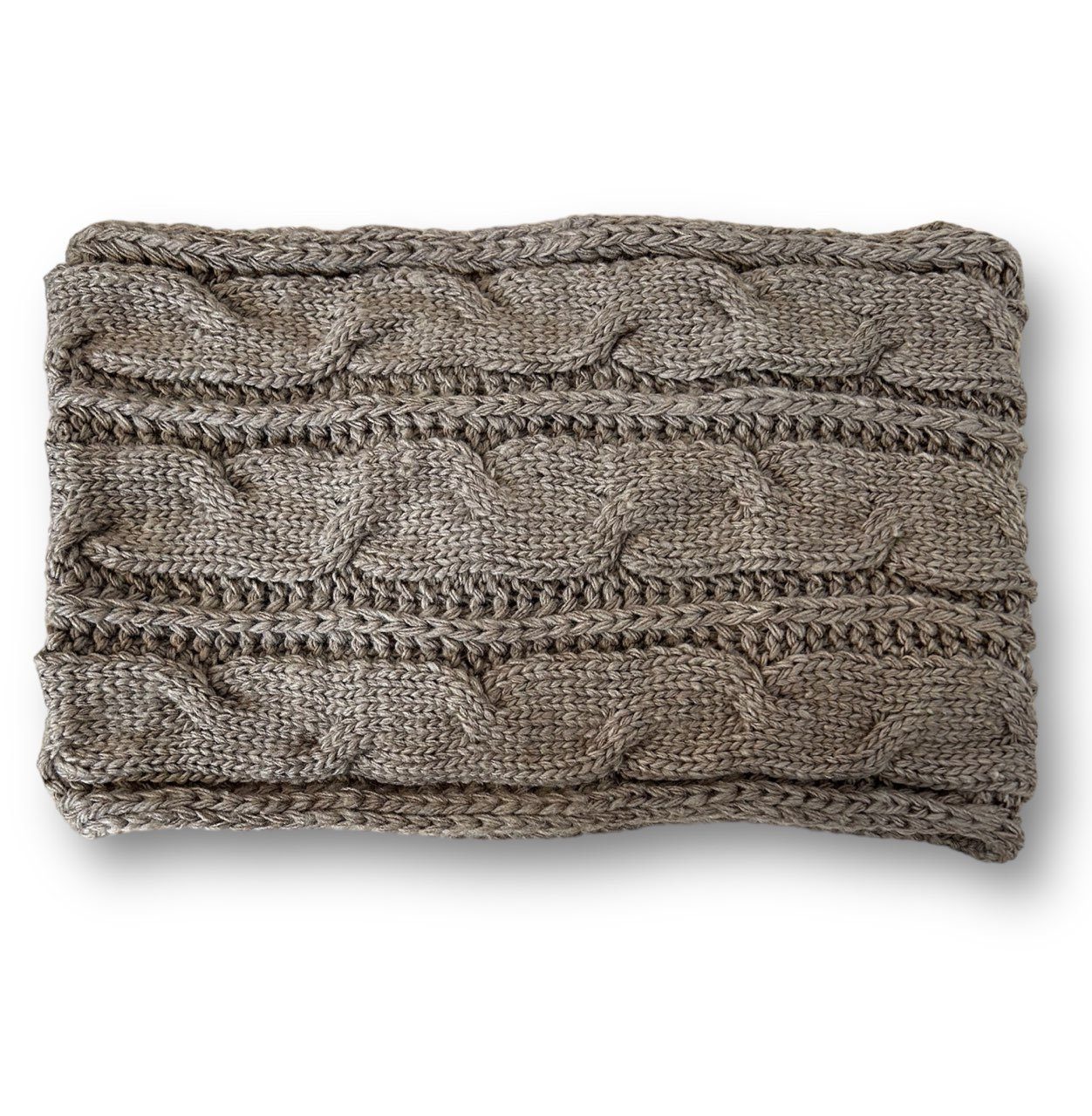 Antonio Strickschal Winter Loop Strickmuster, Schal), Mit warm Set, 1-St. und Zopfmuster Wollschal Schal, taupe mit (Kein Einzelner weich