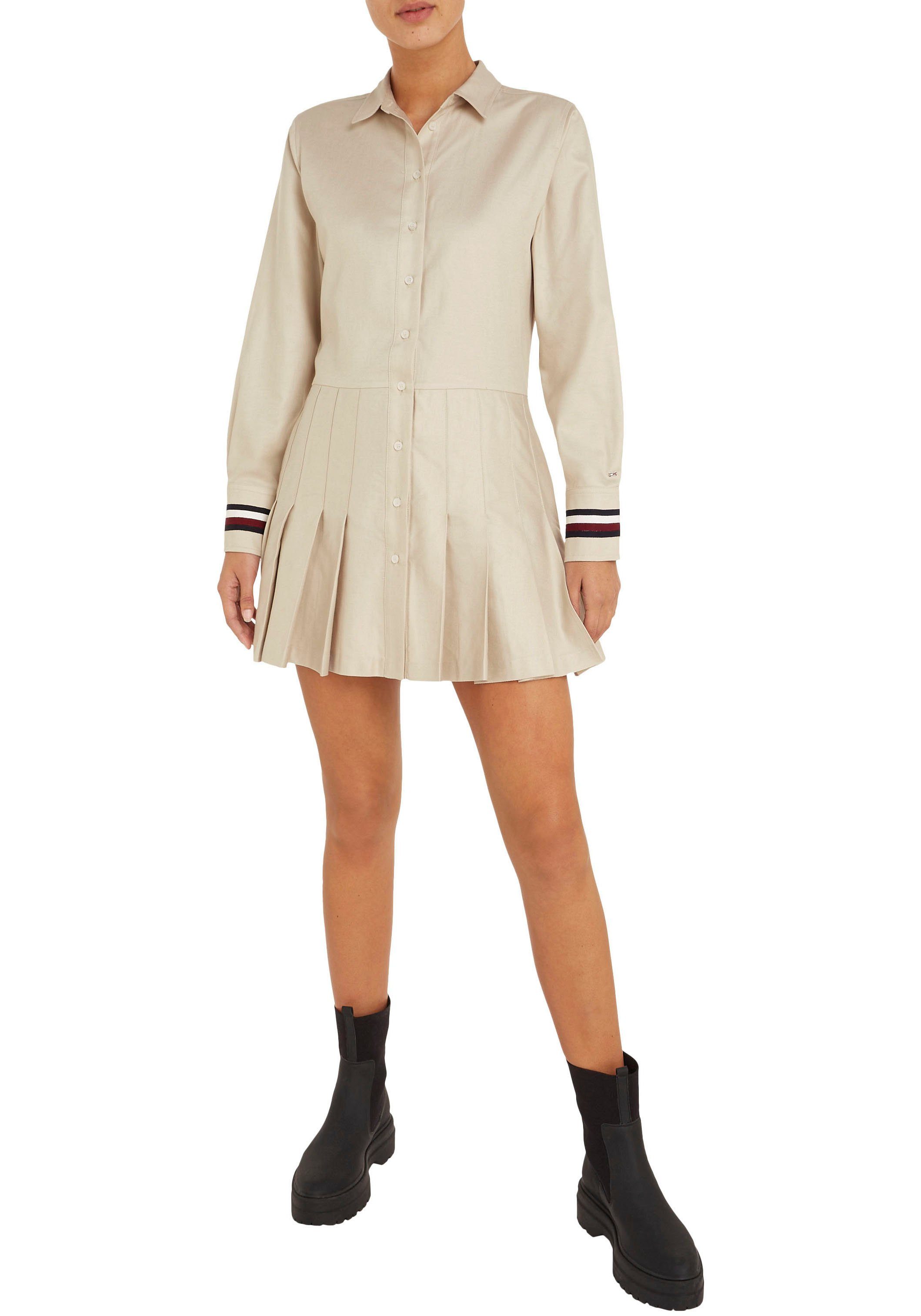 Tommy Hilfiger mit den an Manschetten Global Stripe DRESS STP GLOBAL SHORT LS Blusenkleid