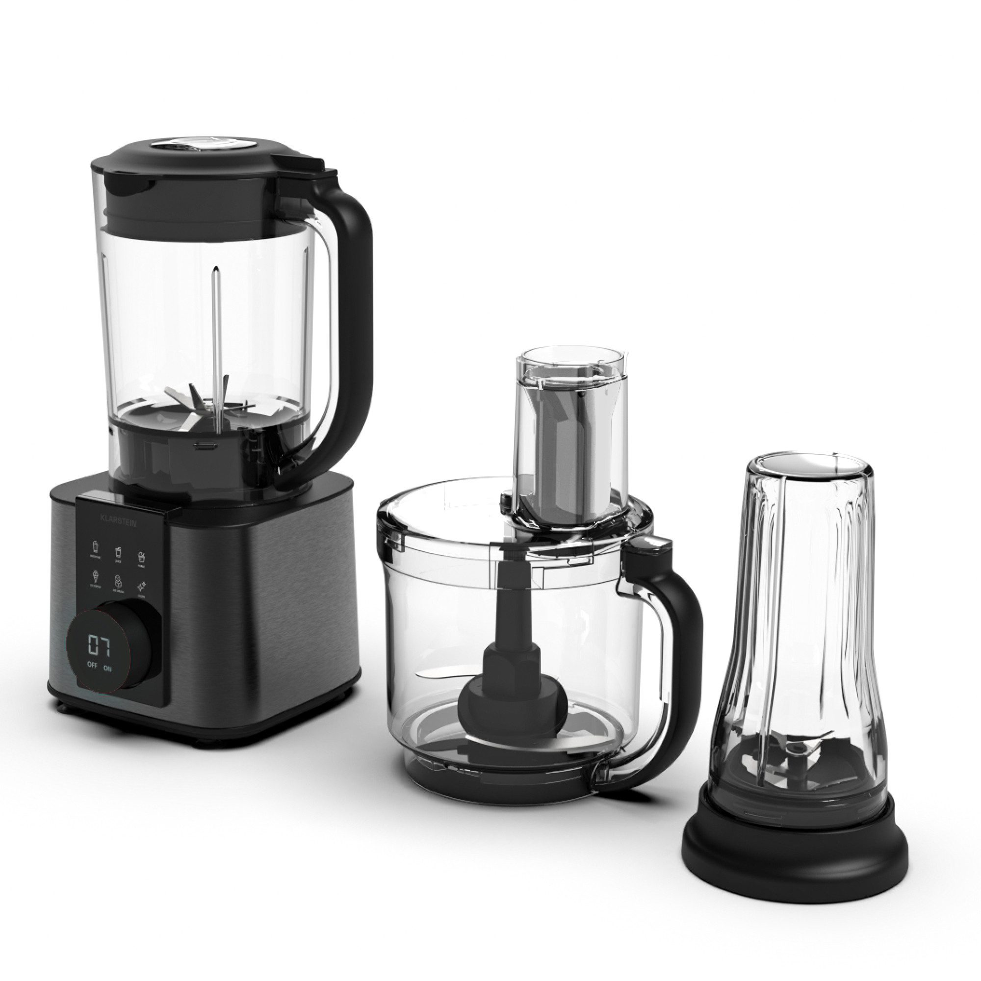 Klarstein Küchenmaschine Verosteel Küchenmaschine + Mixer 1200W 2L+1,75L 10 Stufen 6 Programme, 1200 W, Standmixer Knetmaschine Rührgerät mit Touch & 6 Programmen Edelstahl