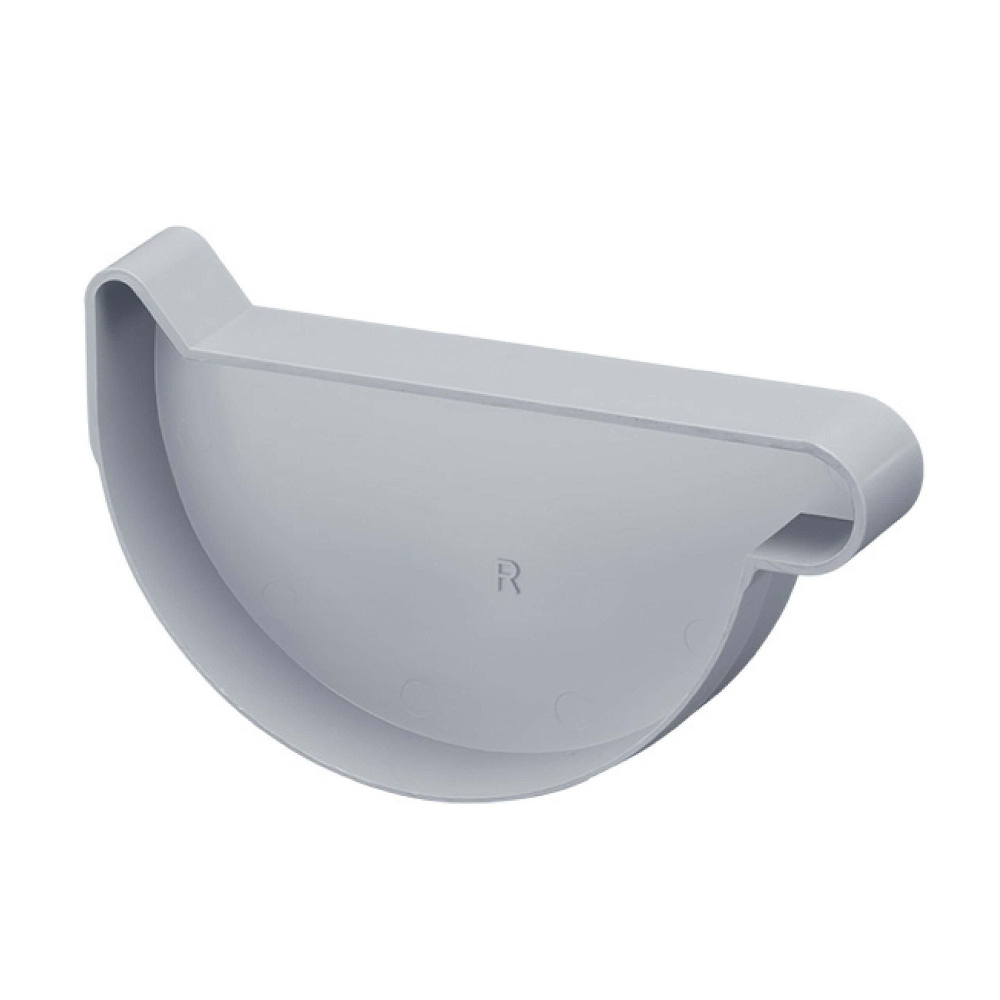 INEFA Dachrinne, Dachrinnen Endstück halbrund, PVC NW 180, rechts Grau, 1-St., Dachrinnenzubehör, einfache Steckmontage, Made in Germany