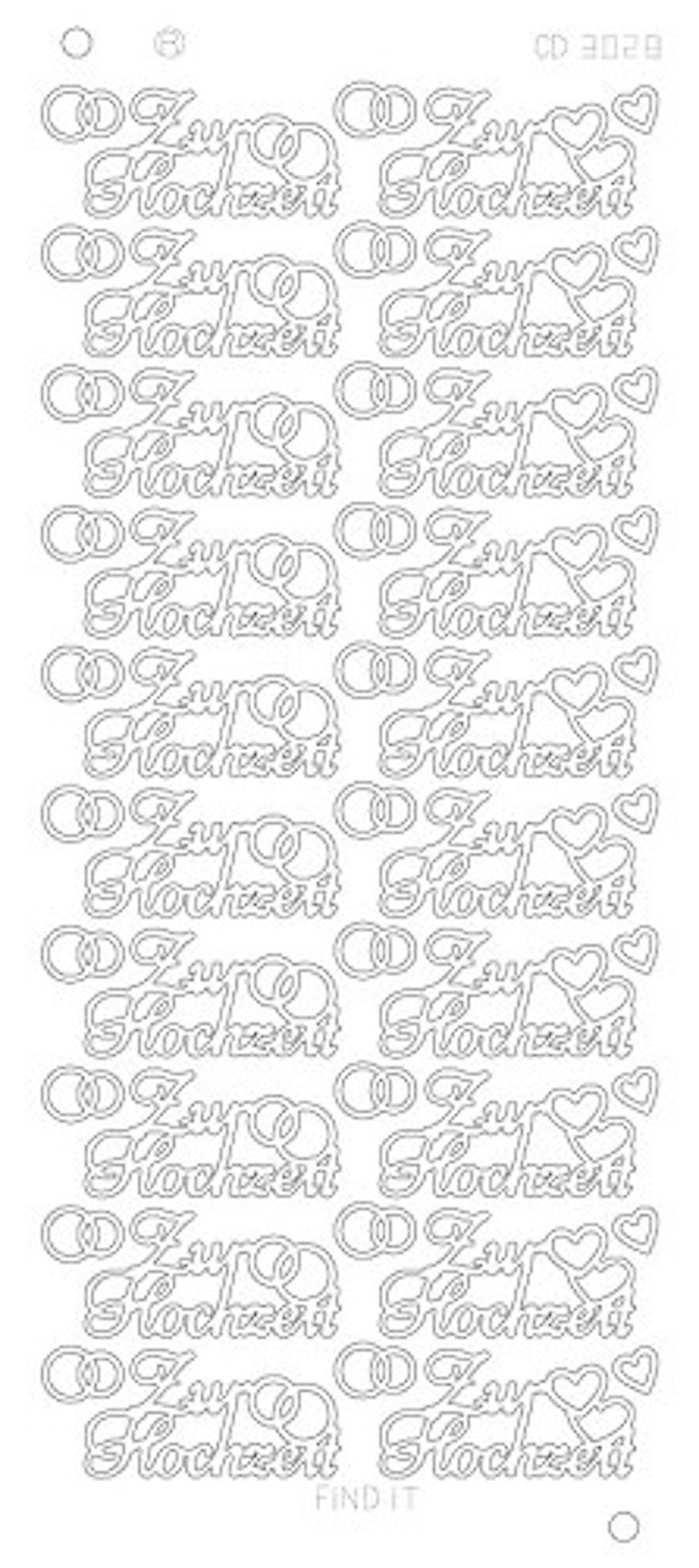 H-Erzmade Aufkleber Konturensticker Sticker Zur Hochzeit Platinum - si