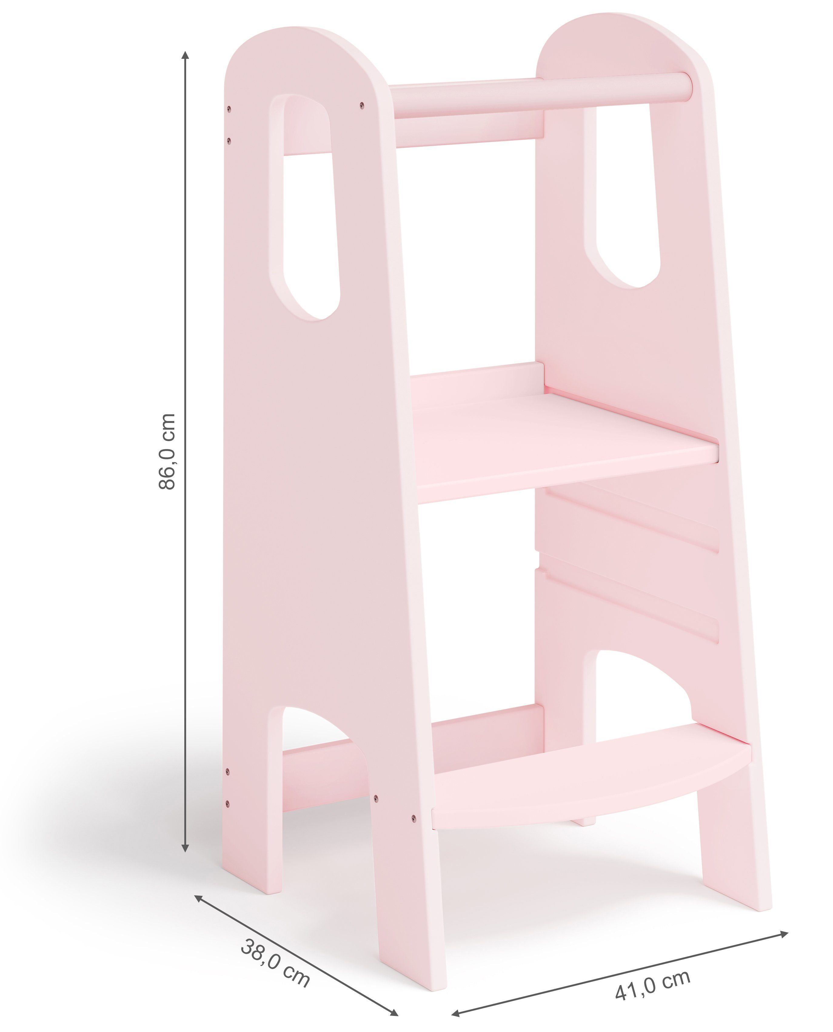 Bellabino Birke Stehhilfe Lernturm 3-fach Luni, rosa Sperrholz, aus höhenverstellbar,