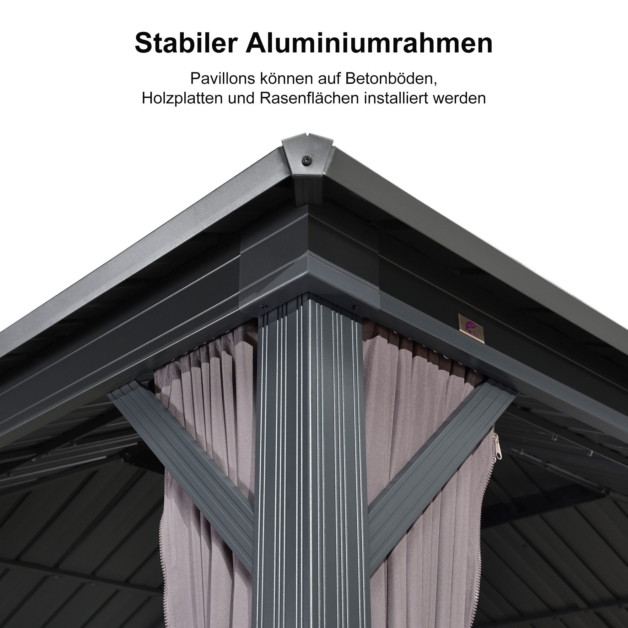 PURPLE LEAF Pavillon Günstiger Gartenpavillon, (1 Pavillon, mit Vorhängen und Moskitonetz), Wasserdicht, UV-beständig, Privatsphärenschutz