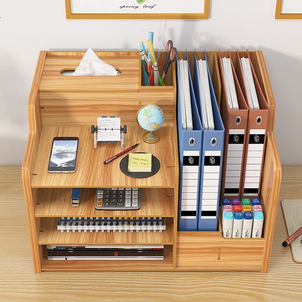Kirschrot Regal-Schreibtisch aus AUKUU Aktenregal Regal-Schreibtisch Holz, Aktualisierter Schreibtisch-Organizer DIY