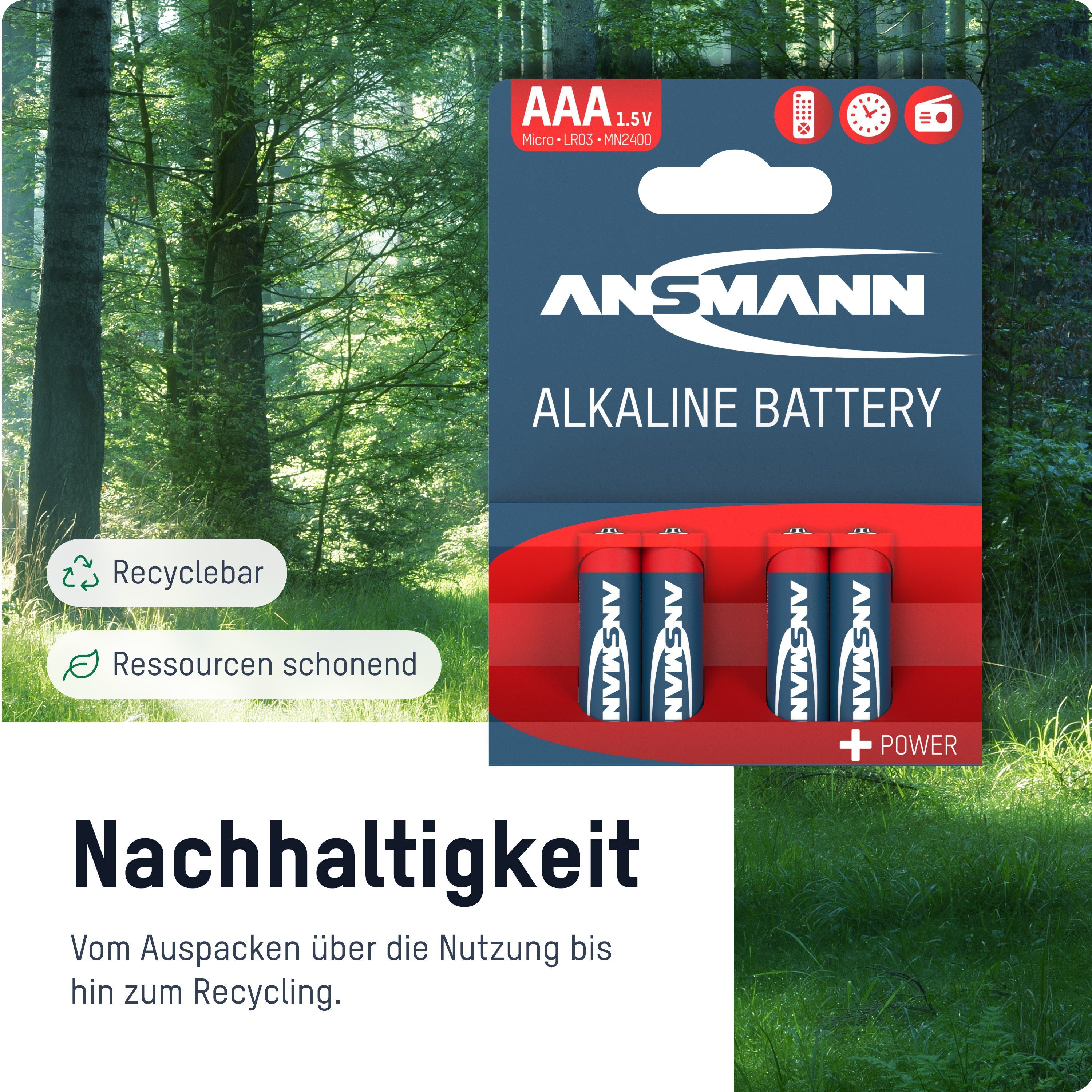 ANSMANN® 8x Alkaline Batterie Batterie Micro AAA 1,5V – LR3 MN2400 Stück) (8