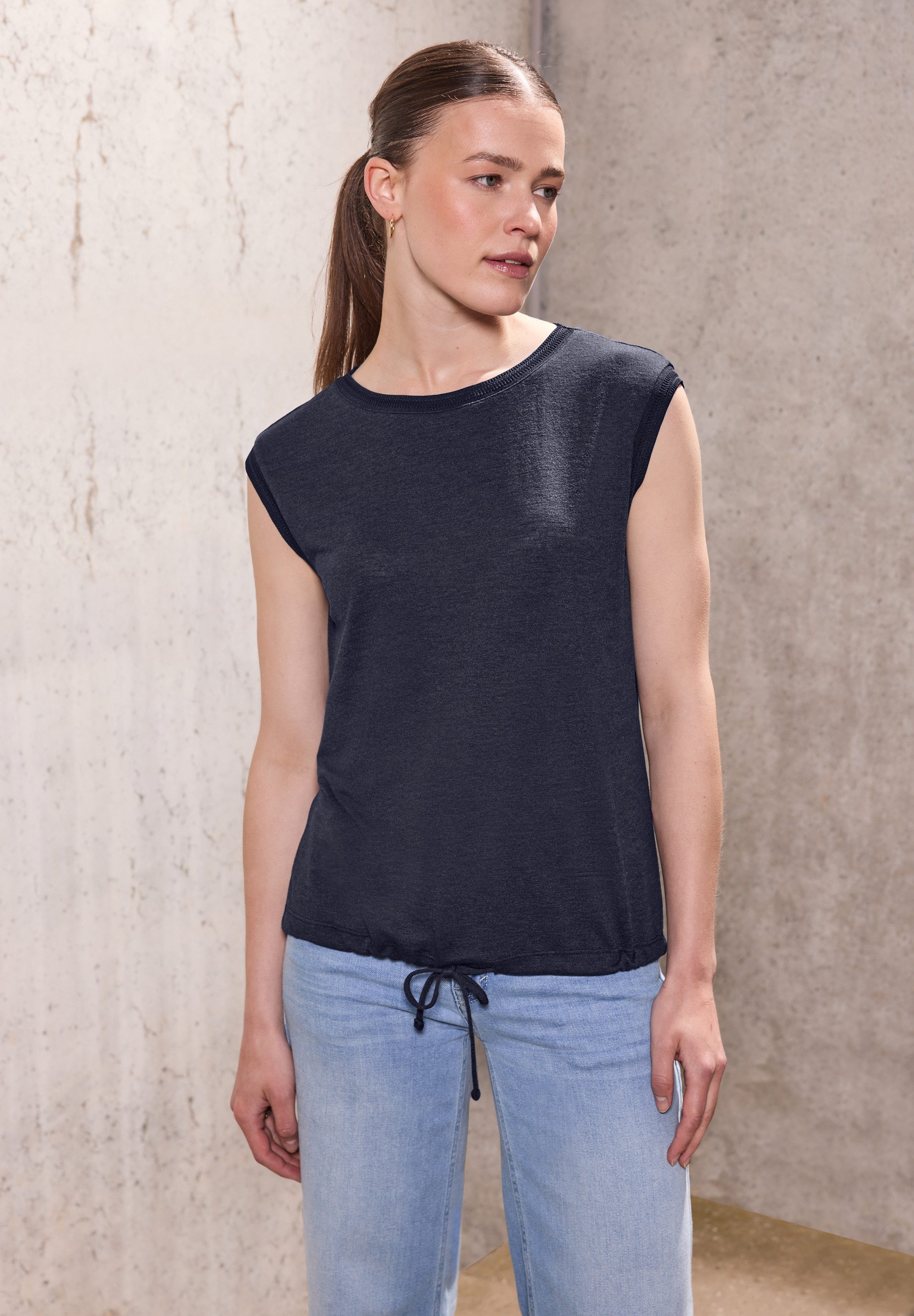 STREET ONE STUDIO T-Shirt mit Elastiksaum und Tunnelzug