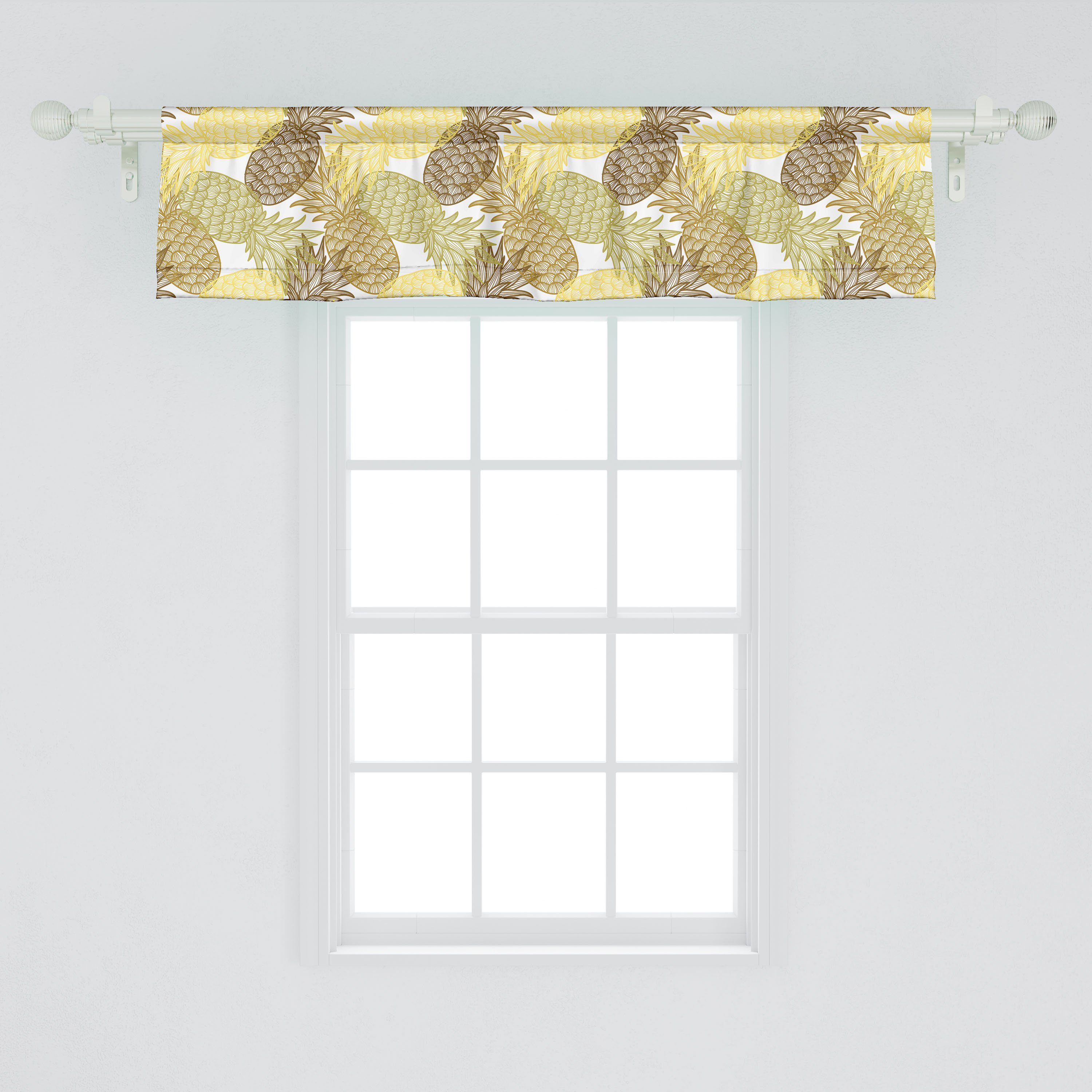 Scheibengardine Vorhang Volant für Küche Microfaser, Exotic Tropical Geschwungene Dekor Schlafzimmer mit Tropisch Abakuhaus, Stangentasche