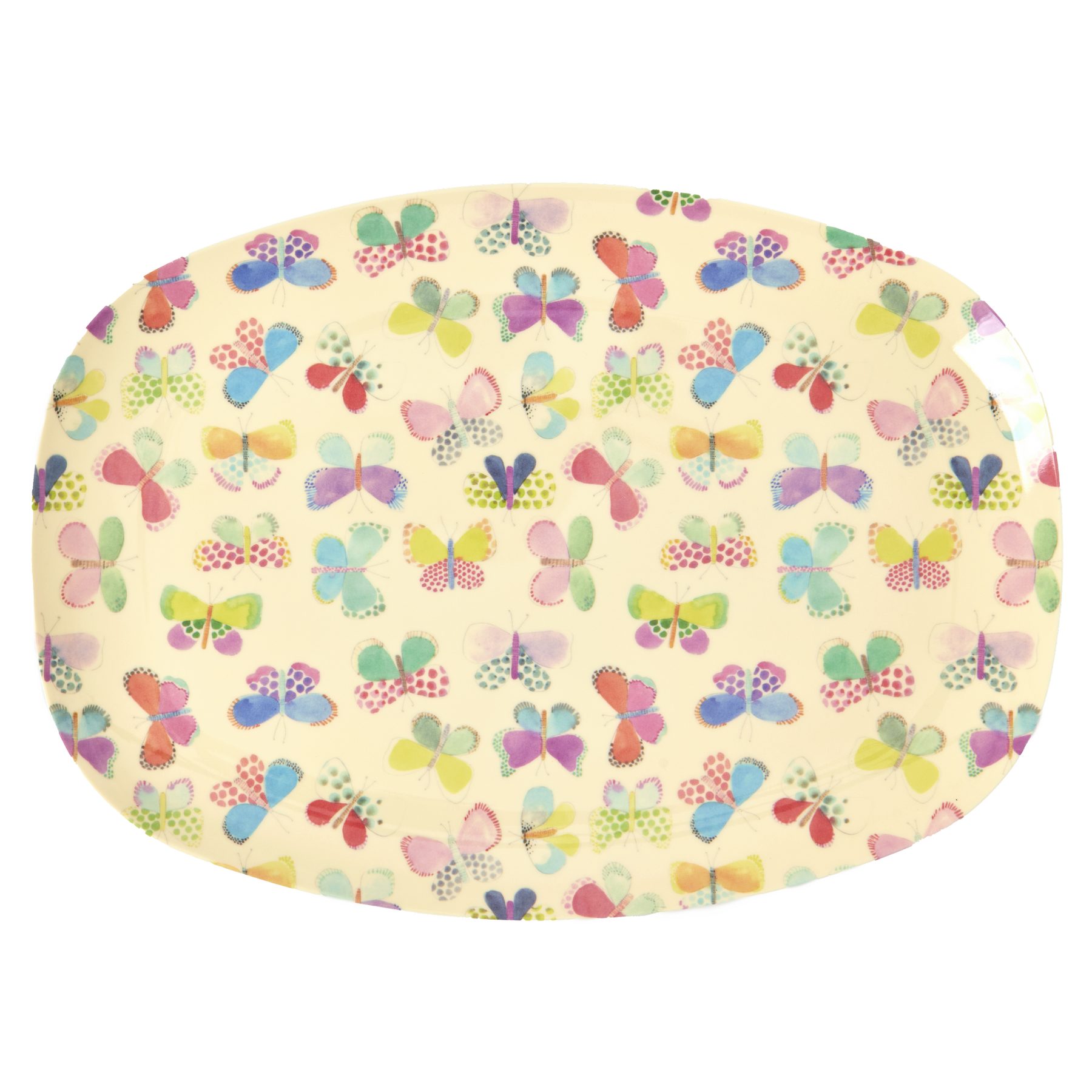 rice Tablett Rice Rechteckiger Тарелки aus Melamin mit Schmetterling Print, Melamin, (1-tlg)