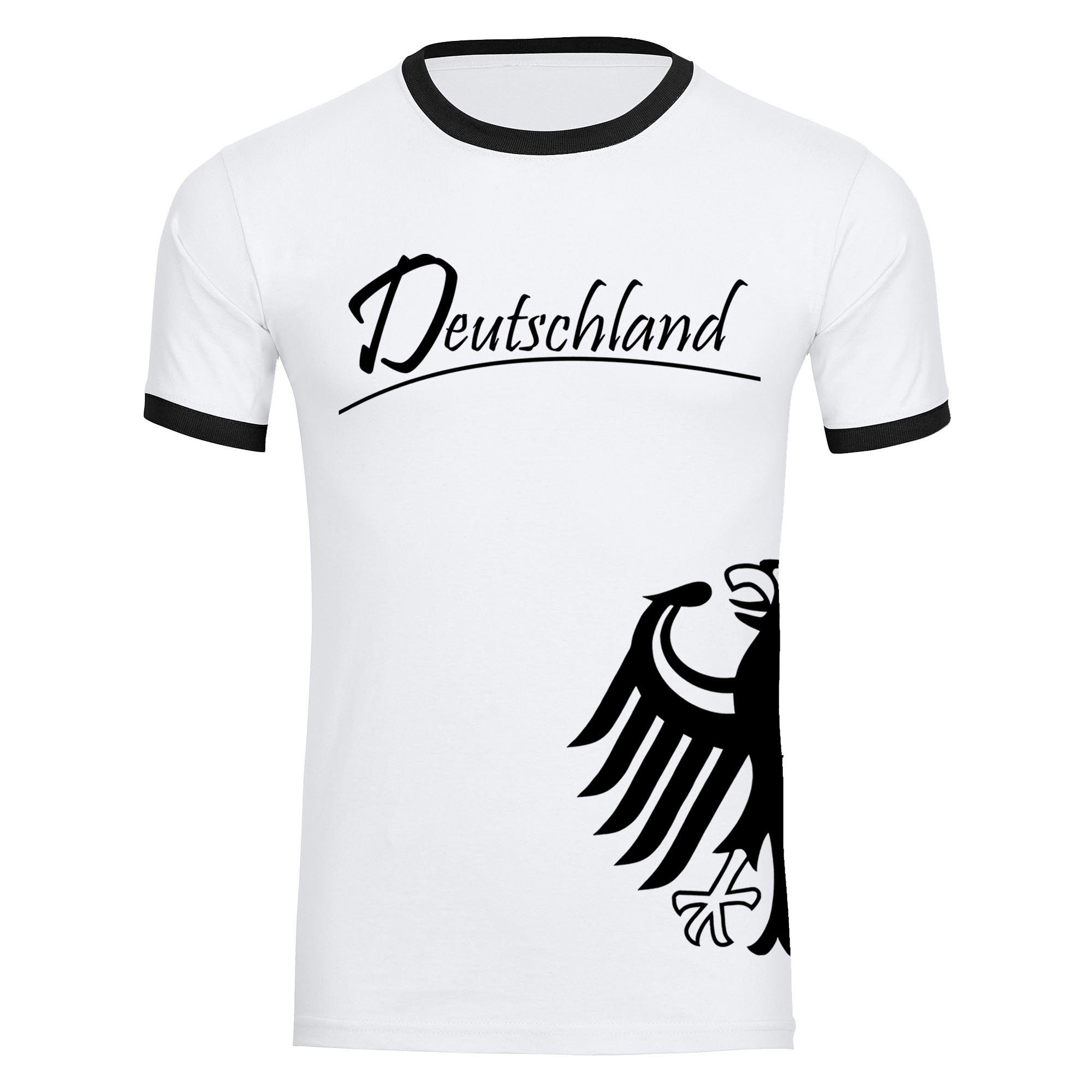 multifanshop T-Shirt Kontrast Deutschland - Adler seitlich - Männer