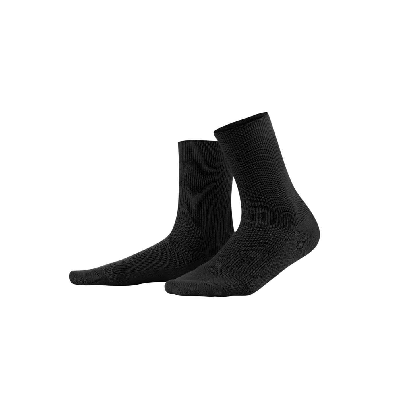 LIVING CRAFTS Socken DAVOS Oberseite Schaft besonders Rippstrick und Black elastischem aus