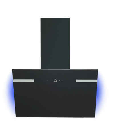 PKM Wandhaube Dunstabzugshaube 60cm Schwarz Glasschirm LED Hintergrundbeleuchtung Umluft