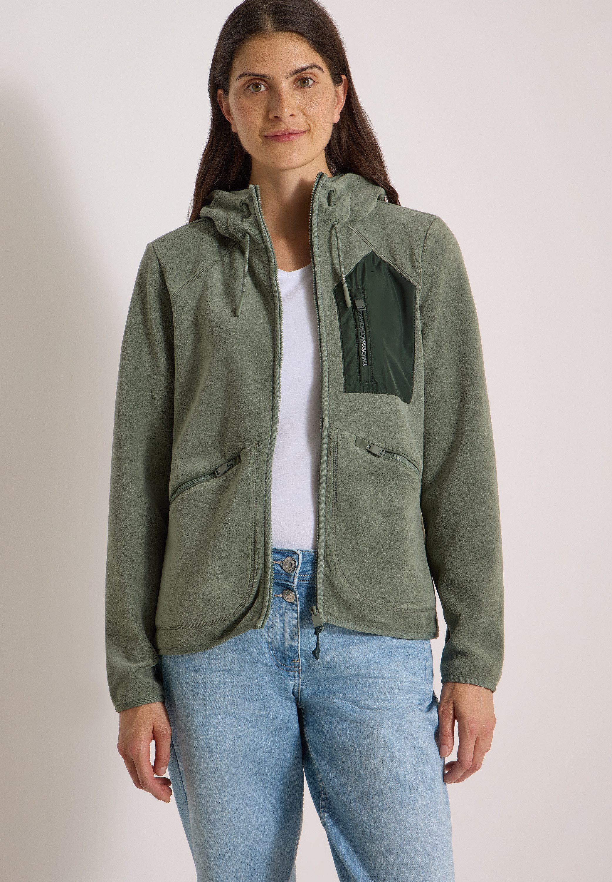 CECIL Fleecejacke in Unifarbe