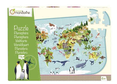 CLAIREFONTAINE Puzzle Puzzle, Weltkarte 27x5,5x18,5cm (Kinderpuzzle), 49 Puzzleteile