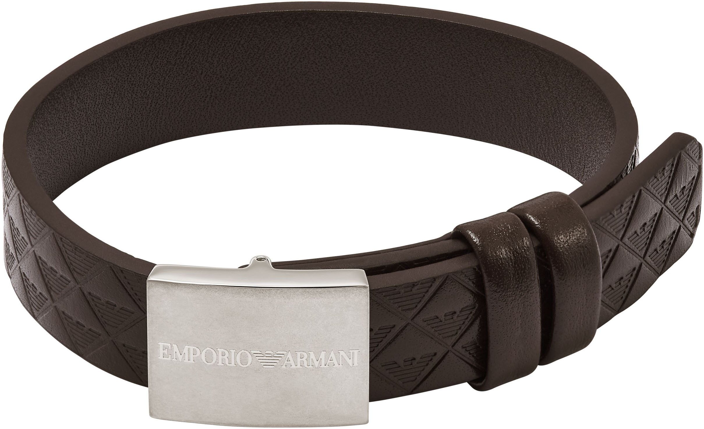 Emporio Armani Lederarmband Schmuck Geschenk Edelstahl Leder Armschmuck Arm günstig online kaufen