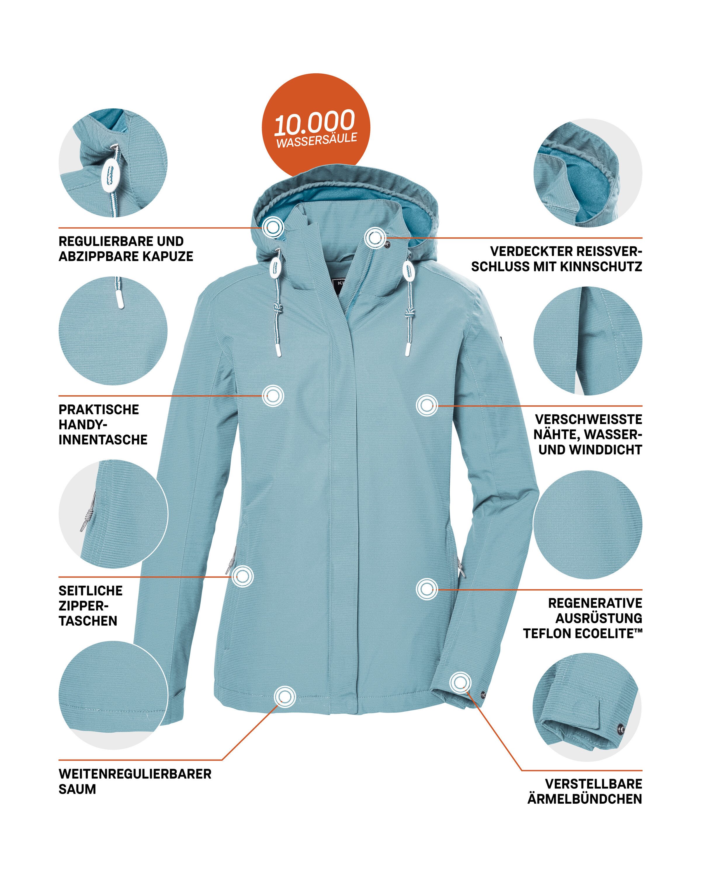 Killtec Outdoorjacke KOS 61 WMN JCKT Funktionsjacke: wasser- und winddicht, atmungsaktiv, abnehmbare Kapuze – Bild 5 von 5