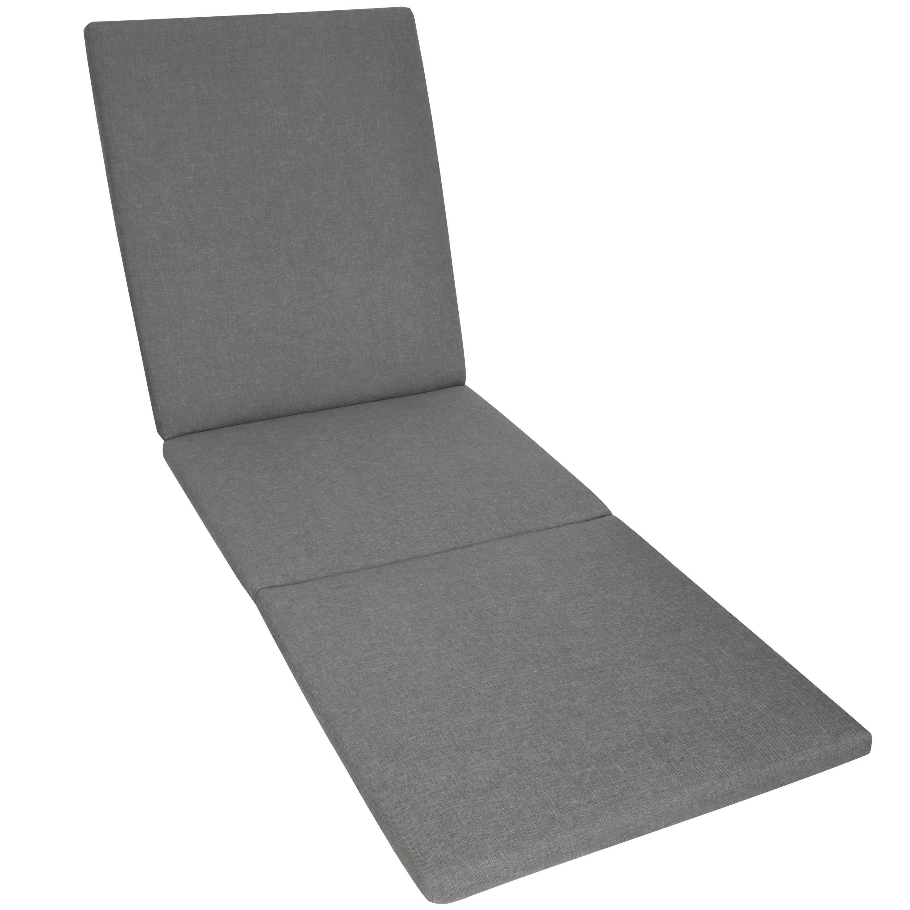 Herlag Liegenauflage Sunny, Auflage für Gartenliege 200x60x4cm Wetterfest Bezug Waschbar Grau