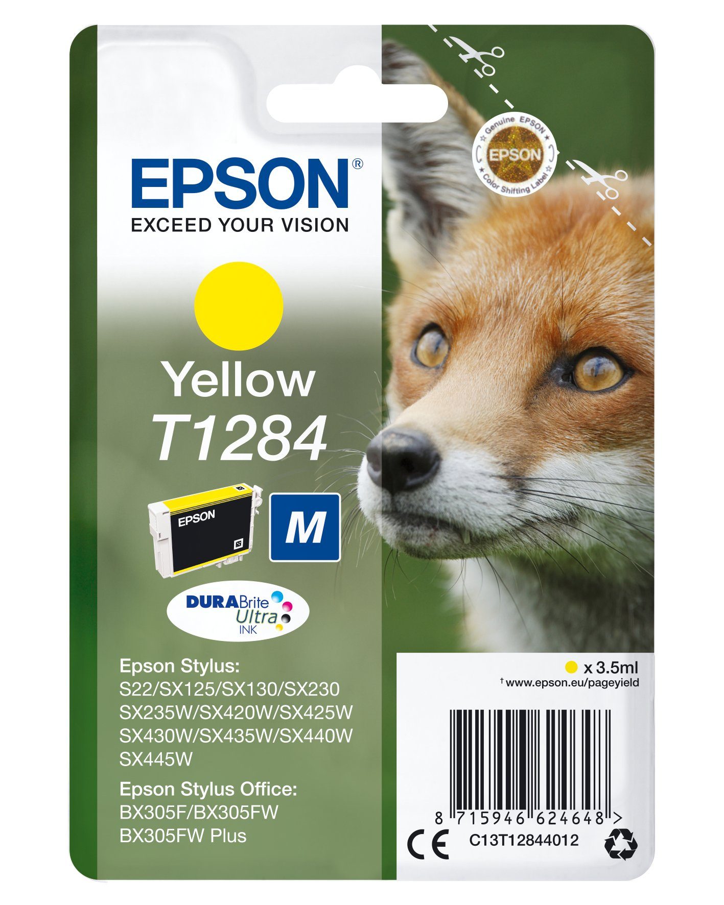 Epson Epson Fox Singlepack Yellow T1284 DURABrite Ultra Ink Tintenpatrone gelb