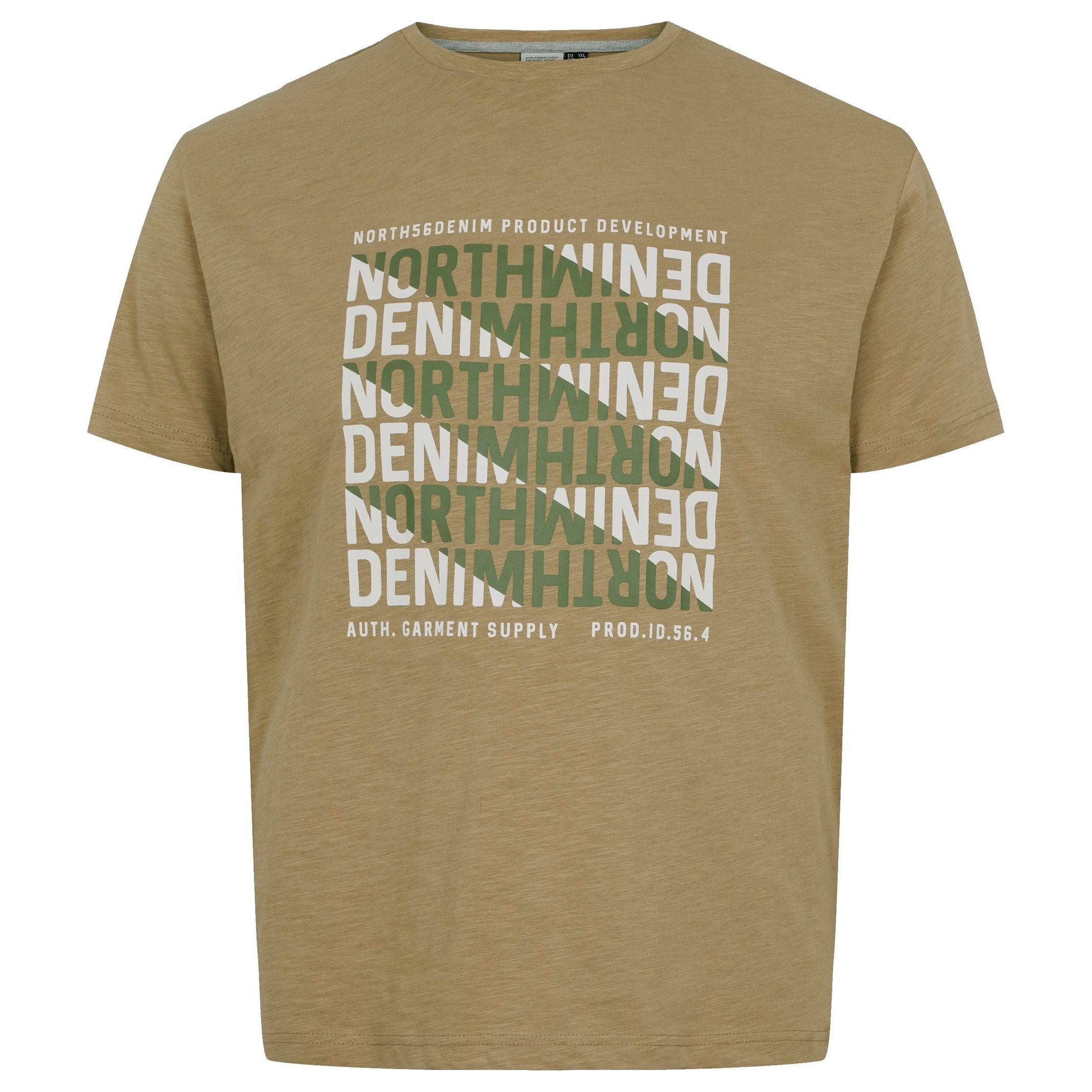 north 56 4 Print-Shirt von 56 Denim großen Größen,khaki T-Shirt North in Bedrucktes