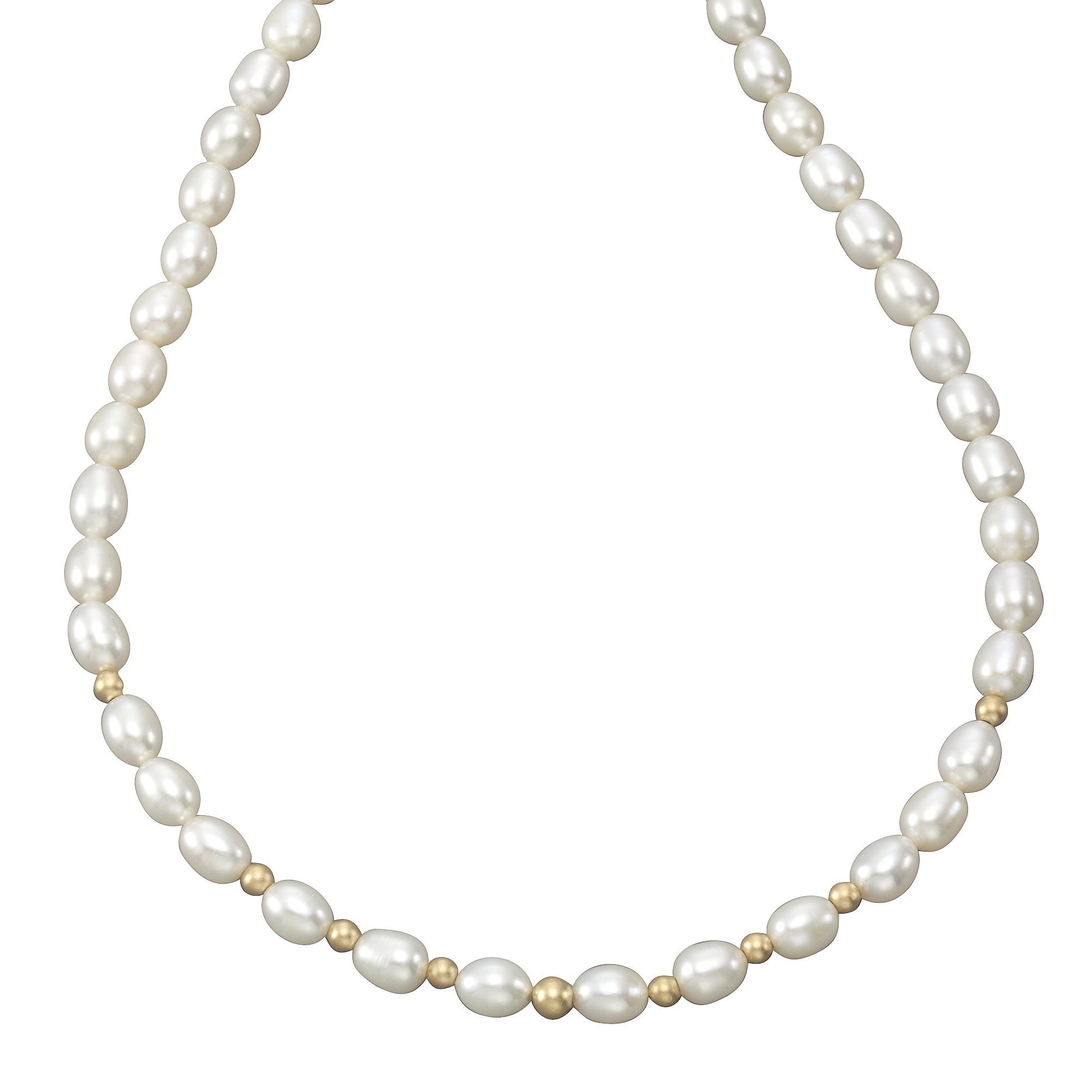 Vivance Collierkettchen 585 Gold Perlen weiß 7-7,5mm Goldkugeln