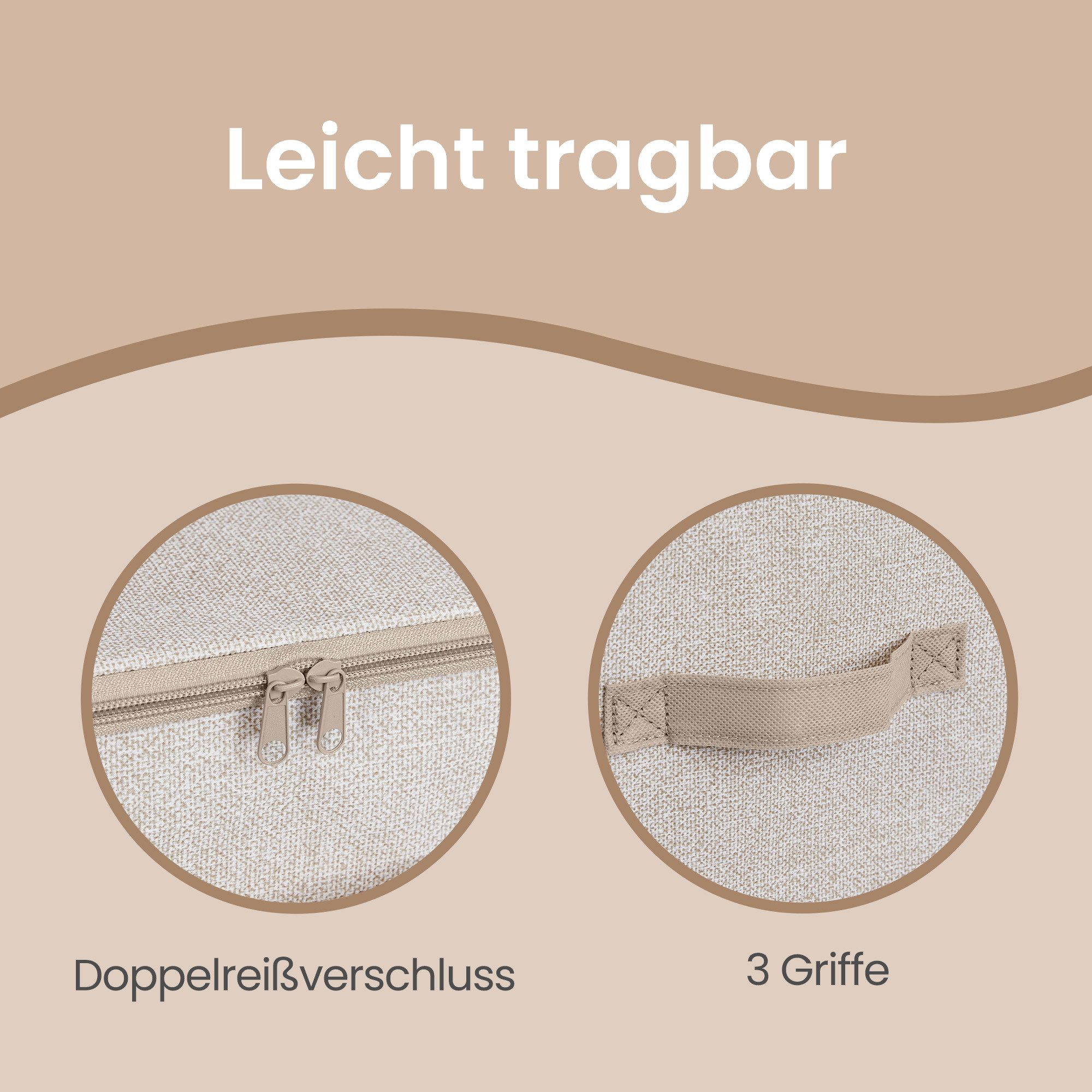 SONGMICS Aufbewahrungsbox Aufbewahrungsboxen, mit Deckel, faltbare Stoffbox mit Griffen, 3er Set, 40 x 30 x 25 cm, Vliesstoff – Bild 5 von 5