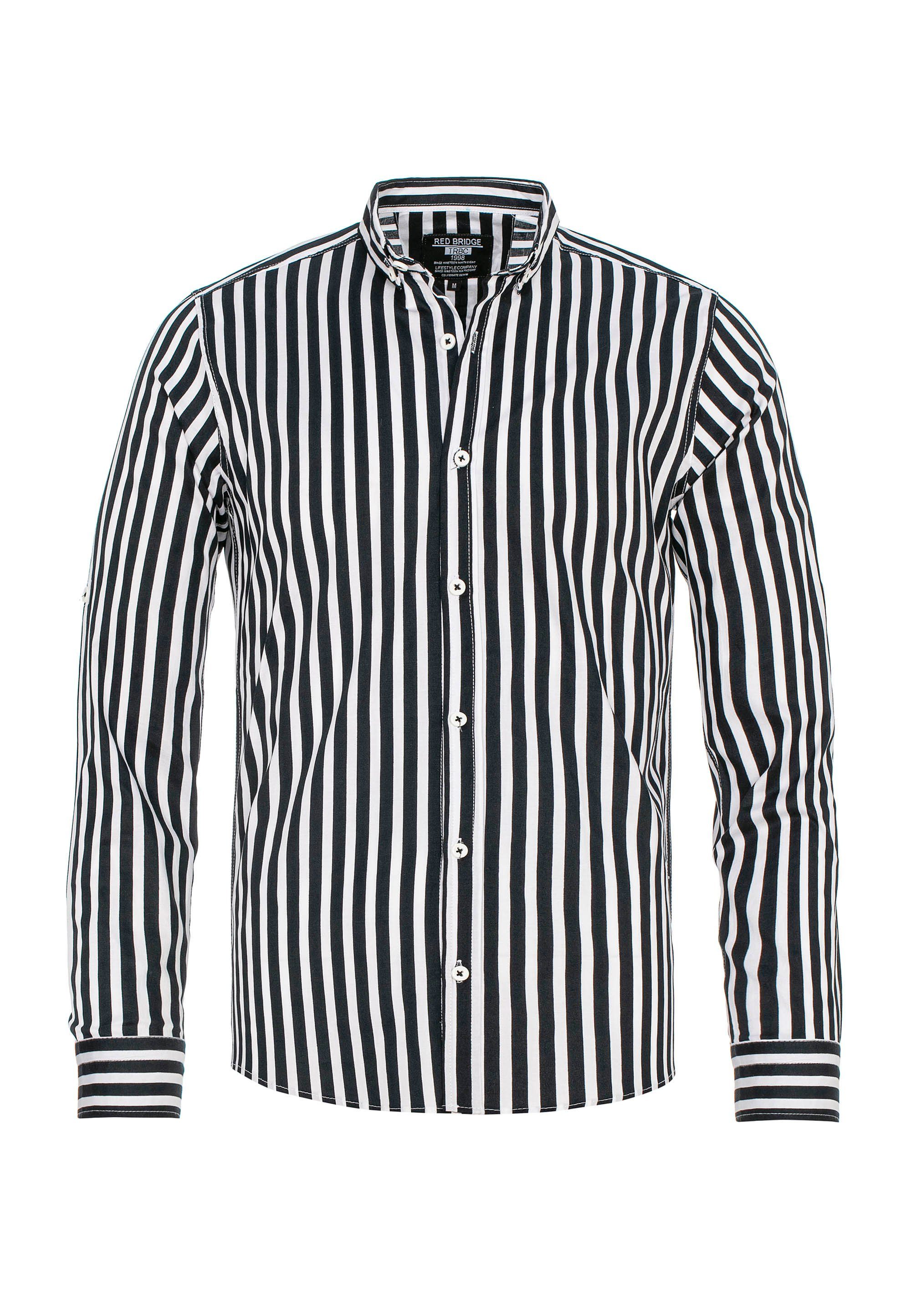 Langarmhemd Muster schwarz mit Carrollton gestreiftem RedBridge