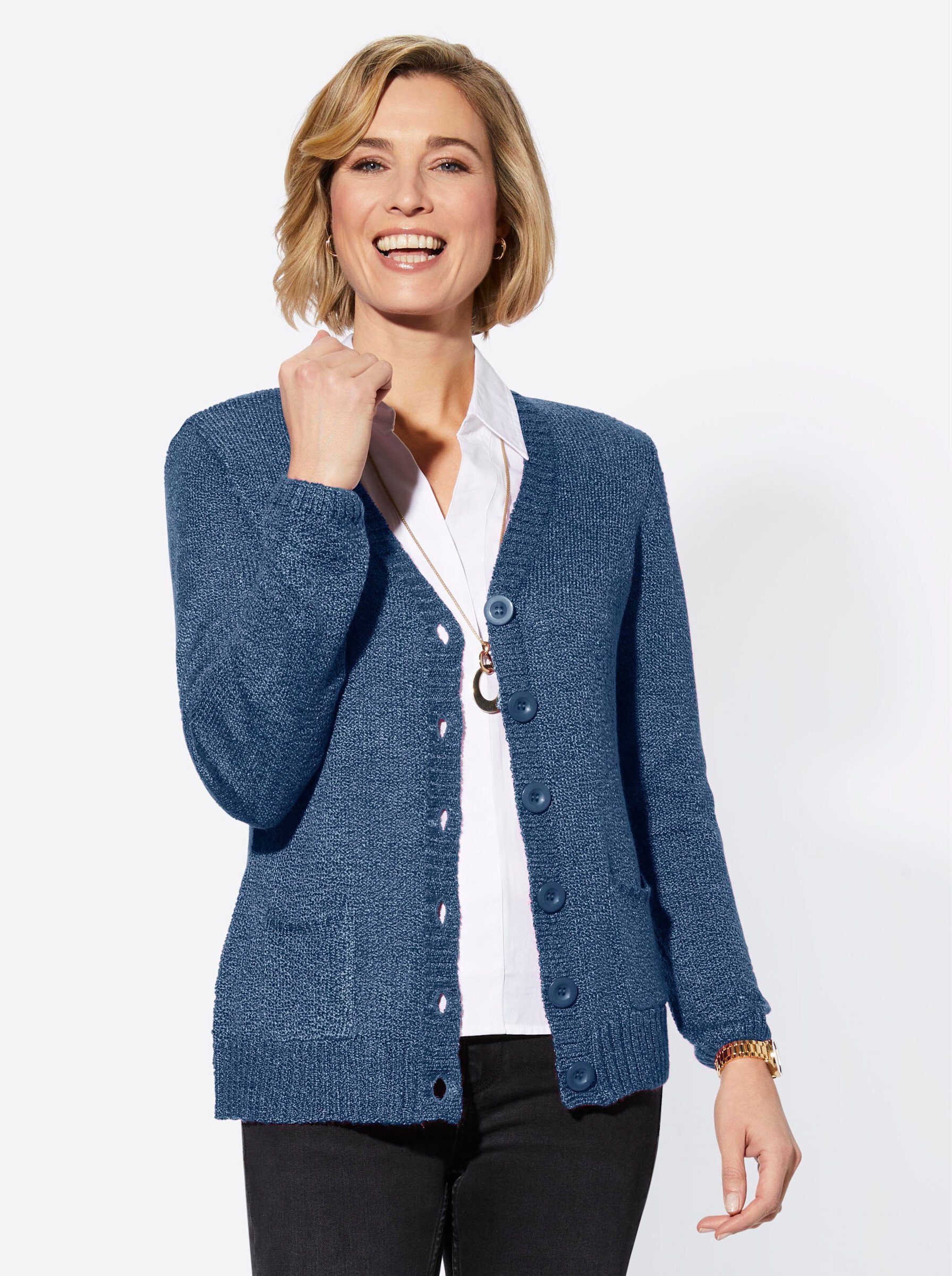 WITT WEIDEN Strickjacke mittelblau-meliert