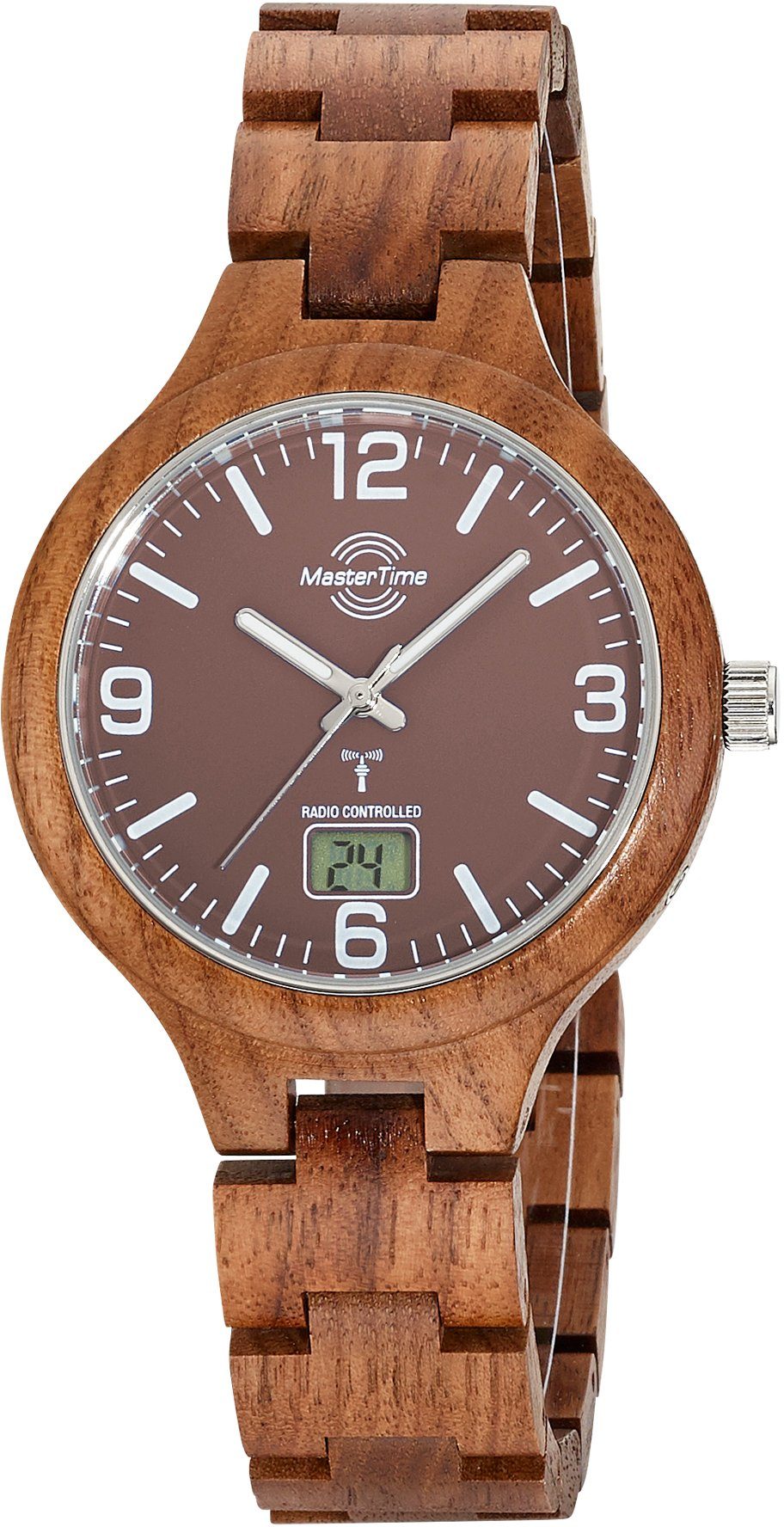 MASTER TIME Funkuhr Specialist Wood, MTGW-10749-81W, Gehäuse aus Holz,  Gehäuse-Ø ca. 43 mm