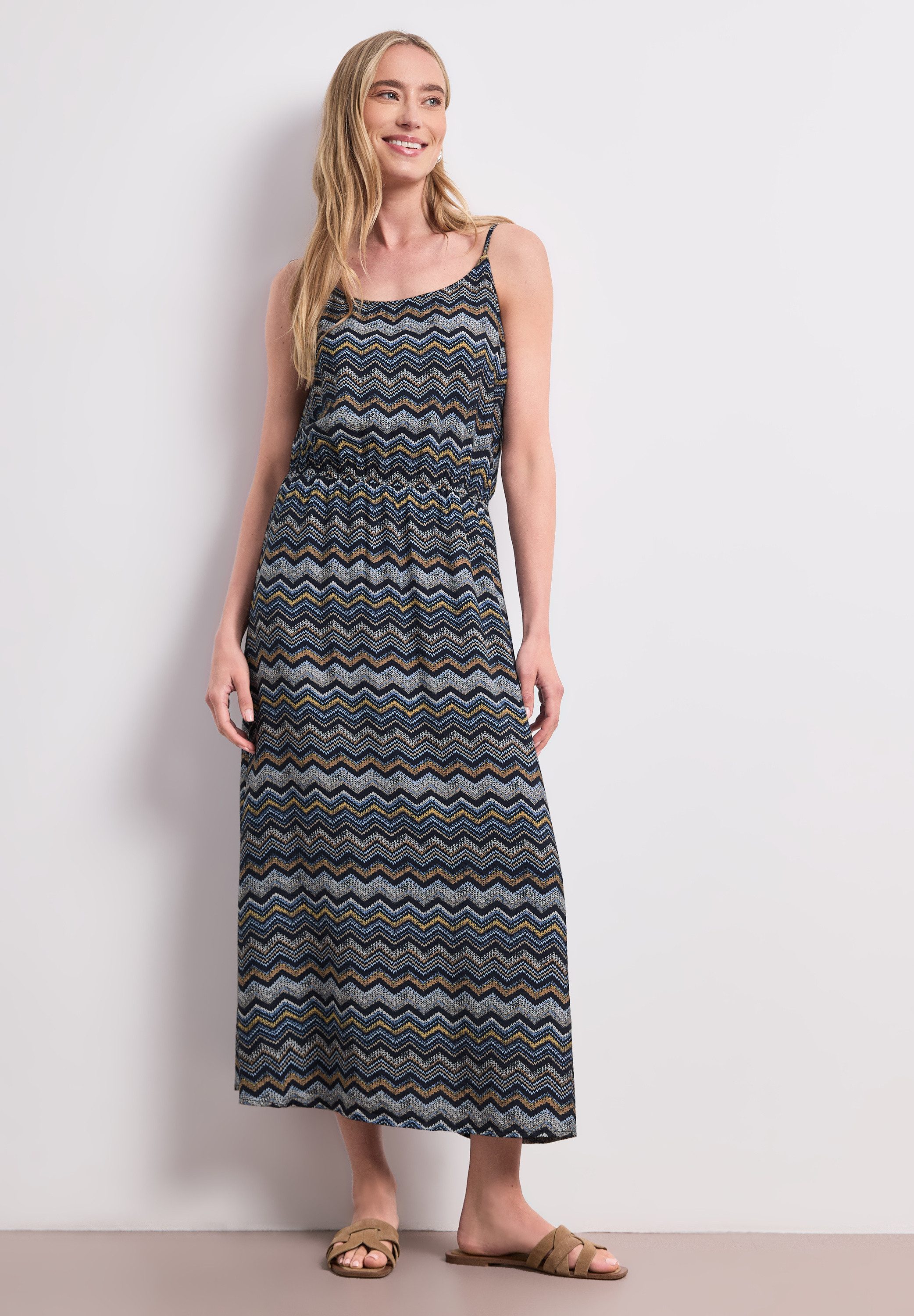 STREET ONE Midikleid Sommerkleid mit Zick-Zack-Muster