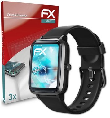 atFoliX Schutzfolie Displayschutzfolie für Smart Watch 1.3 Inch, (3 Folien), Ultraklar und flexibel