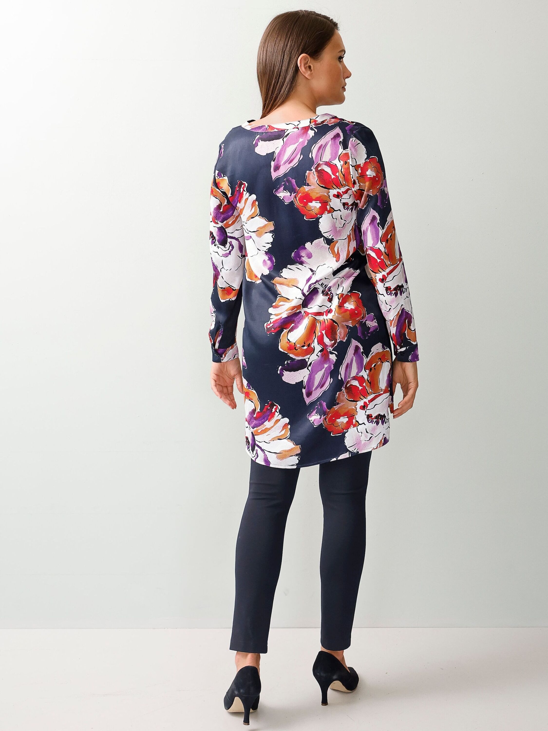 Alba Moda Langarmbluse Longbluse mit floralem Print