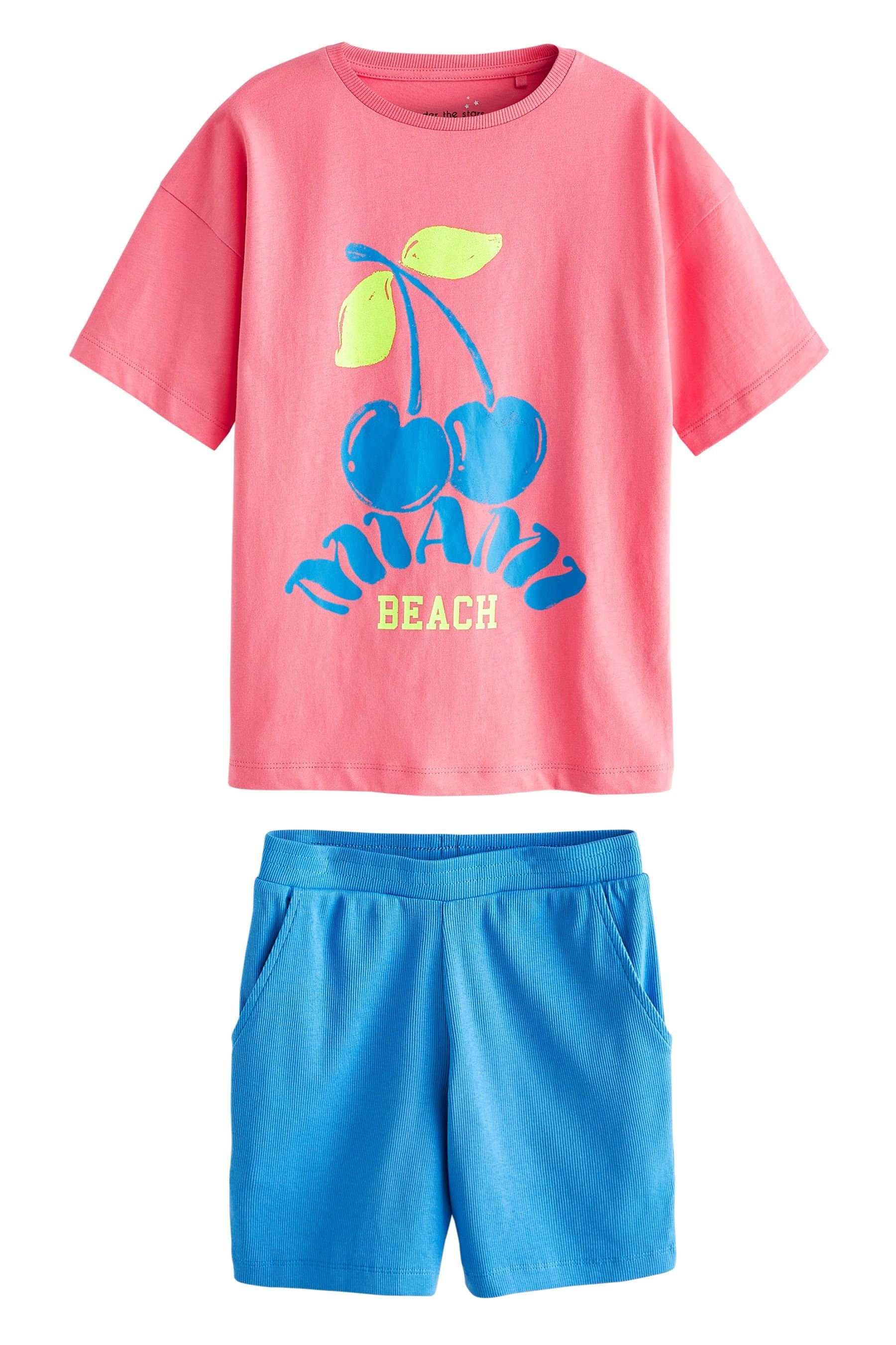 Next Schlafanzug 3er-Pack (6 Slogan Pyjama Kurzer tlg) Pink/Blue im