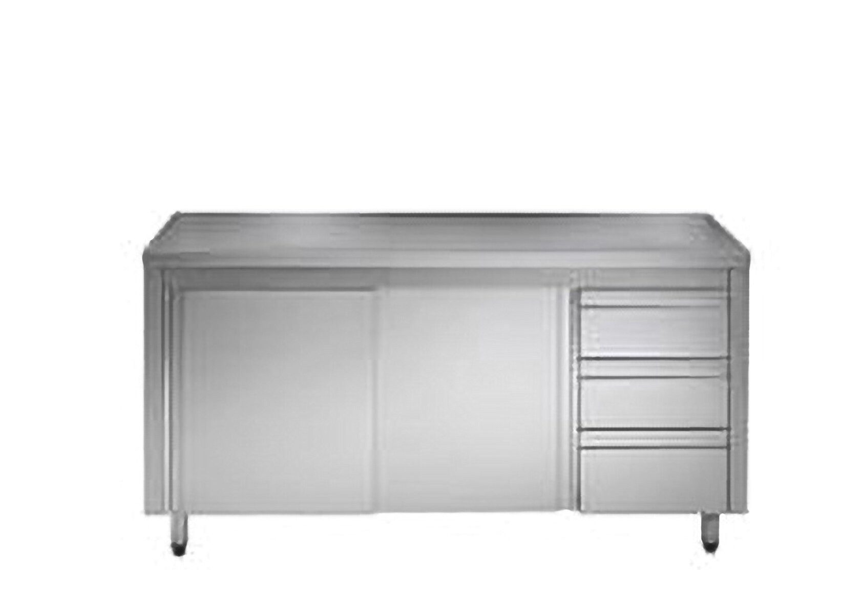 GastroHero Hochschrank Edelstahl Arbeitsschrank 200x60 cm Schiebetür 3 Schubladen