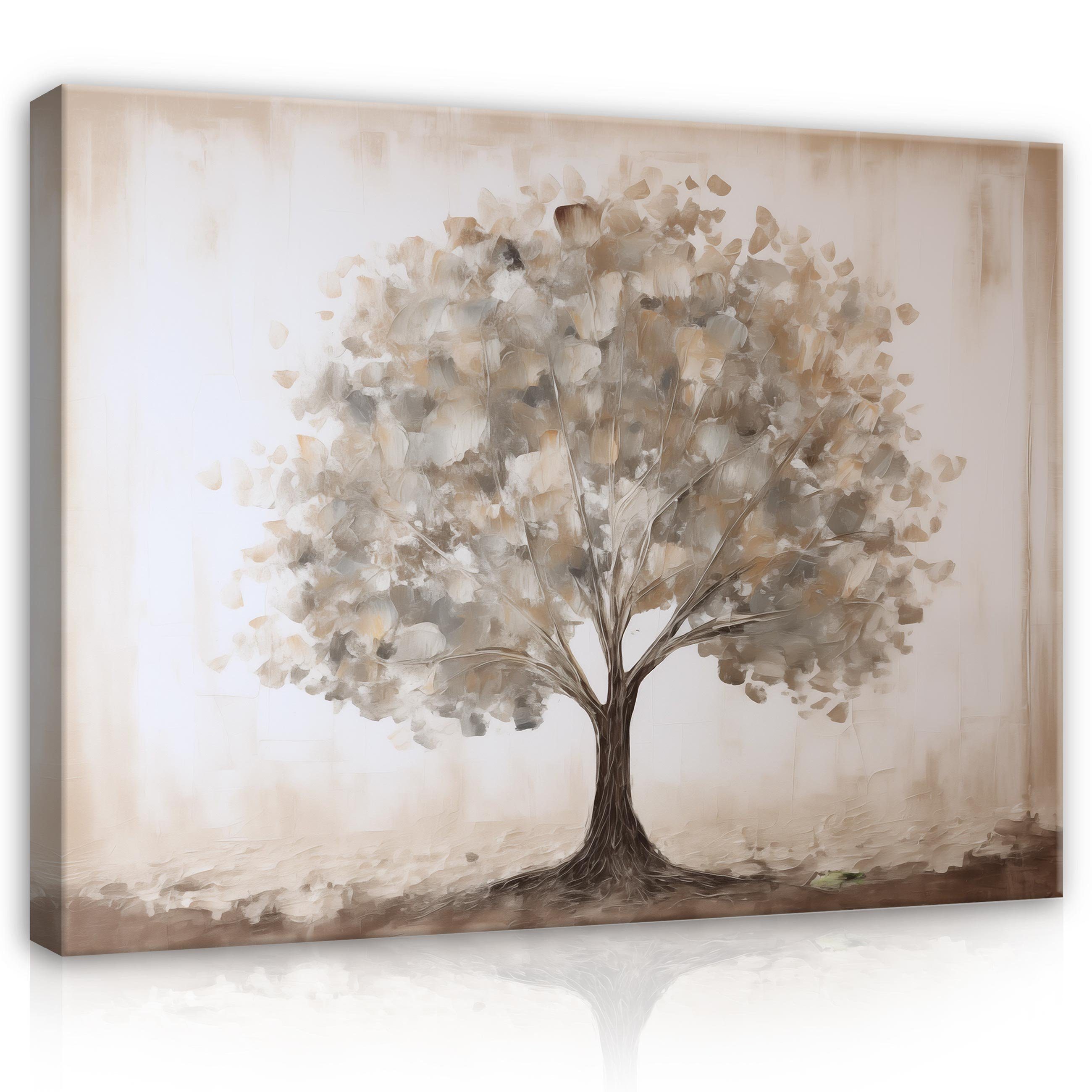 Wallarena Leinwandbild Baum Beige Vintage Wandbilder Wand Deko XXL Wandbild günstig online kaufen