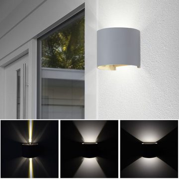 etc-shop Außen-Wandleuchte, LED-Leuchtmittel fest verbaut, Neutralweiß, 4er Set LED Wand Leuchten Balkon Akzent UP DOWN Lampen Lichtschein
