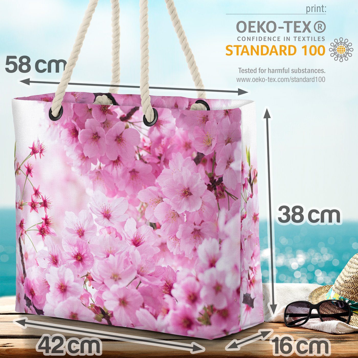 VOID Strandtasche (1-tlg), Blüten obstgarten küche garten Kirschblüten pflanzen Blumen wohn obst