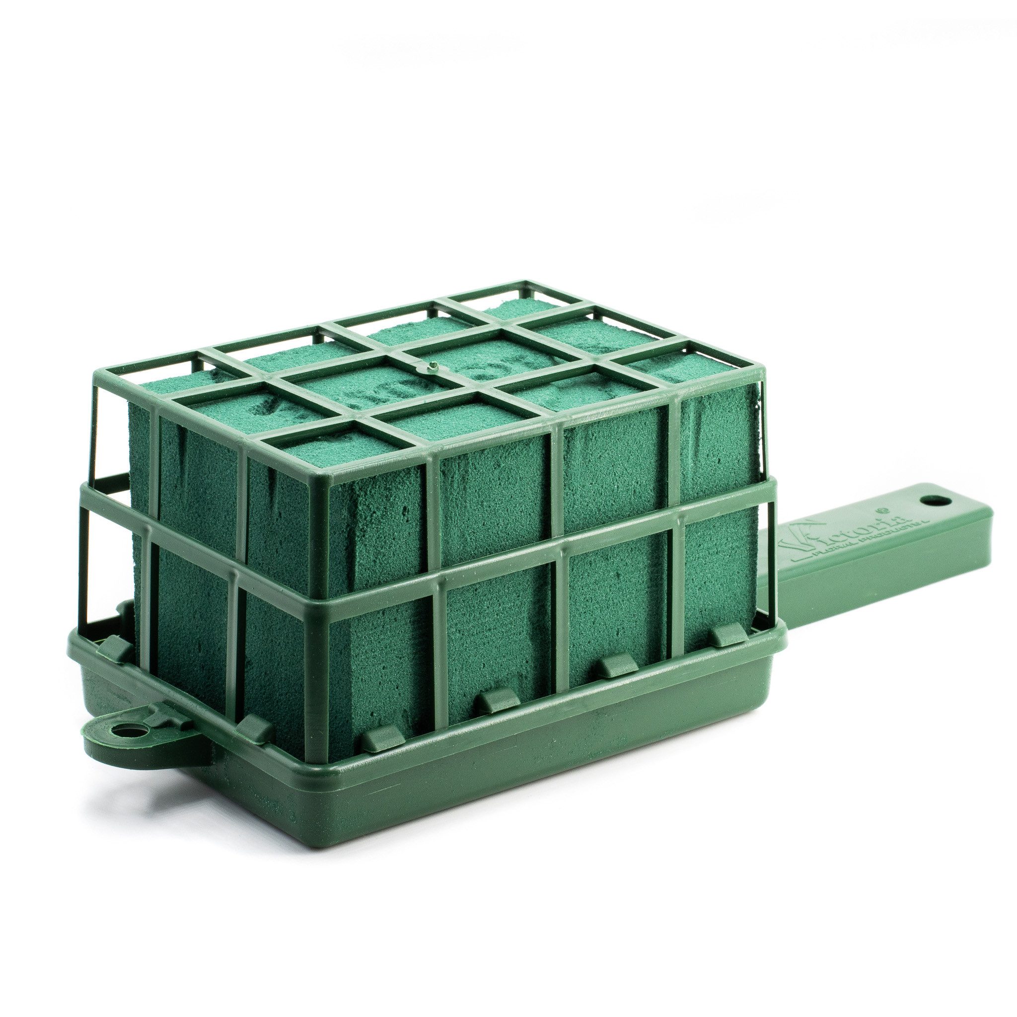 Creativery Bastelmoos, Nass Steckschaum Ziegel mit Gitter 12x8x8cm inkl. Halter 22cm