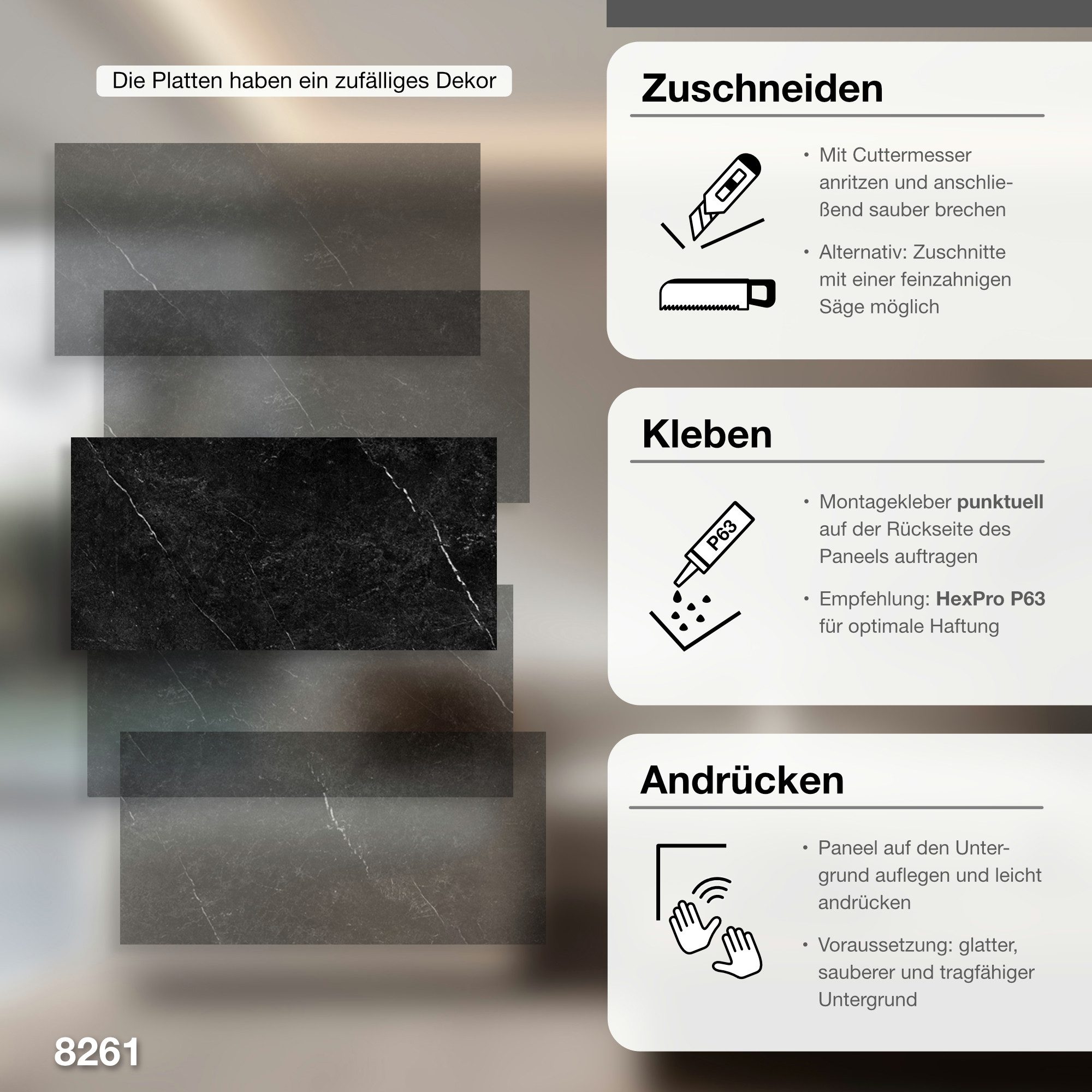 Hexim Wandpaneel, (Marmoroptik 1 Stück 78x39cm günstig online kaufen