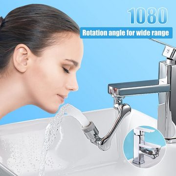 CALIYO Waschtischarmatur Wasserhahn Aufsatz, Flexibel, drehbar, 2 Modi universal Perlatoren für Wasserhähne Küche/Bad