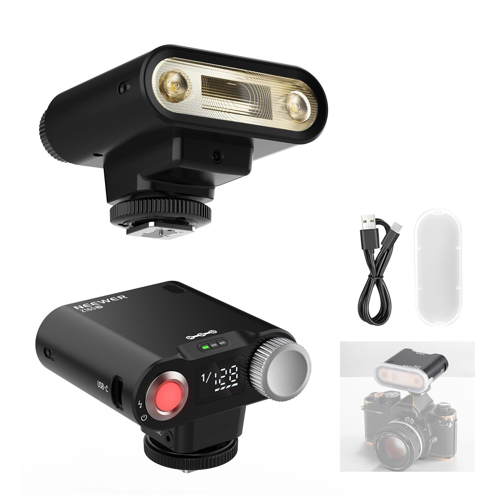Neewer Z160 SE Kamera Blitz 20Ws GN15, 6000±200K, Manuelle/S1/S2 Blitzmodi Blitzgerät, (3,7V/1200mAh Akku, Flash Speedlight für Canon Nikon Sony Kameras)