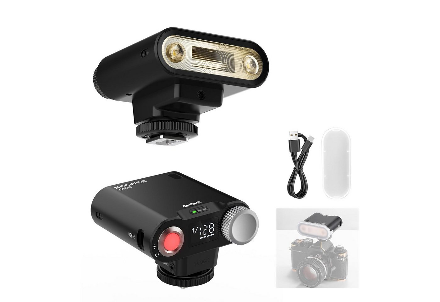 Neewer Z160 SE Kamera Blitz 20Ws GN15, 6000±200K, Manuelle/S1/S2 Blitzmodi Blitzgerät, (3,7V/1200mAh Akku, Flash Speedlight für Canon Nikon Sony Kameras)