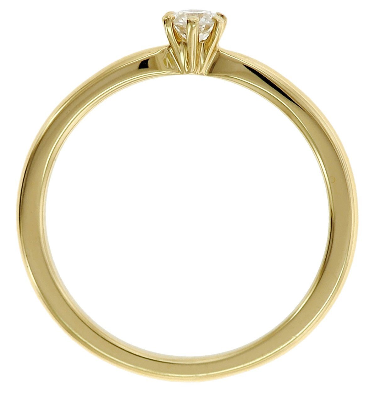 trendor Solitärring Diamantring Gelbgold 585/14 Kt. Brillant0,15 ct