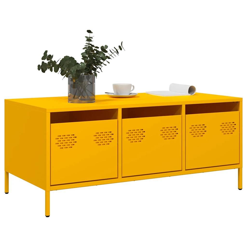 vidaXL Couchtisch Couchtisch Senfgelb 101,5x50x43,5 cm Kaltgewalzter Stahl (1-St)