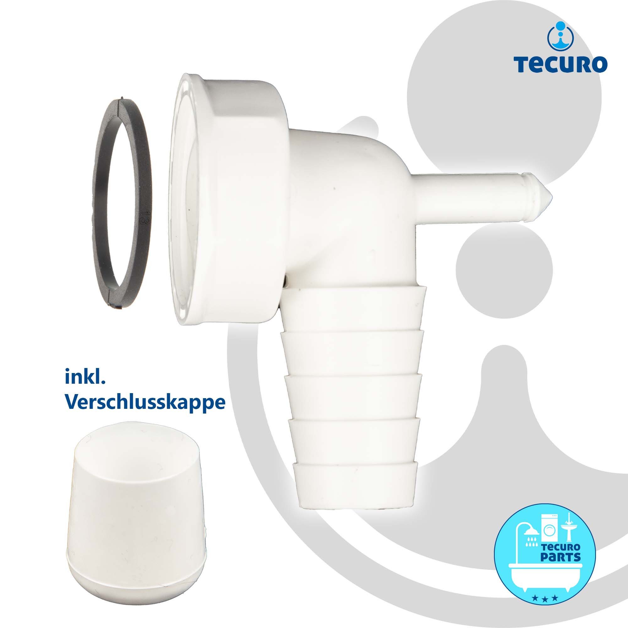 tecuro Siphon Geräteanschlusstülle 90° mit Kondensatanschluss Ø 8 mm