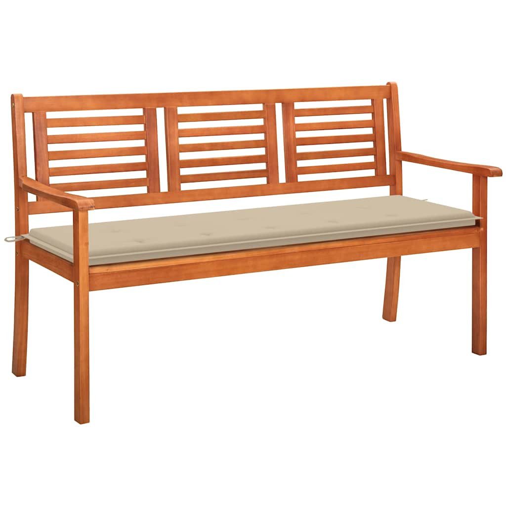 vidaXL Gartenbank 3-Sitzer-Gartenbank mit Auflage 150 cm Massivholz Eukalyptus (1-St)