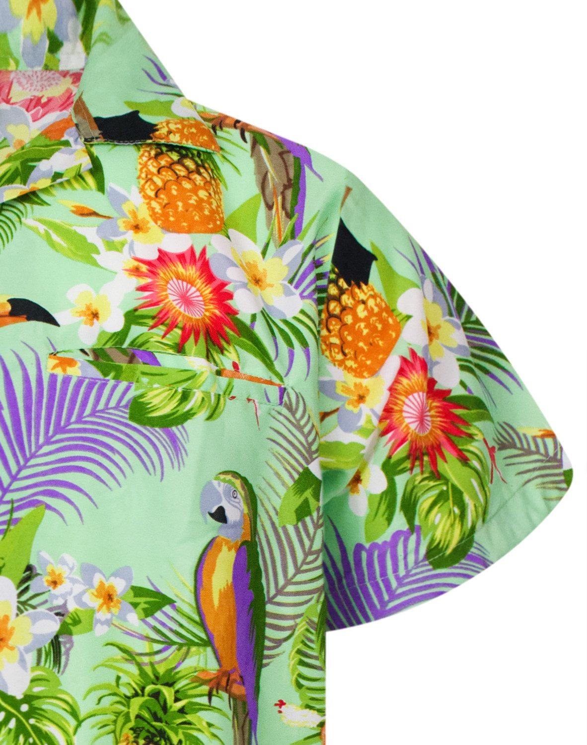 King Kameha Hawaiihemd Parrot Cockatoo Funky Hawaii-Hemd Kurzarm Front-Tasche Stylish Unisex