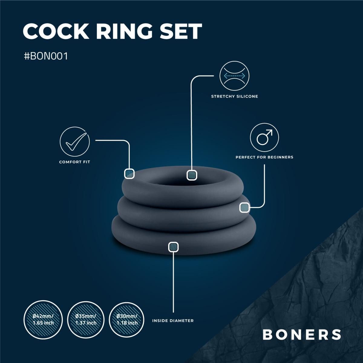Boners Kondome Penisring Set - 3tlg - grau – Bild 5 von 5