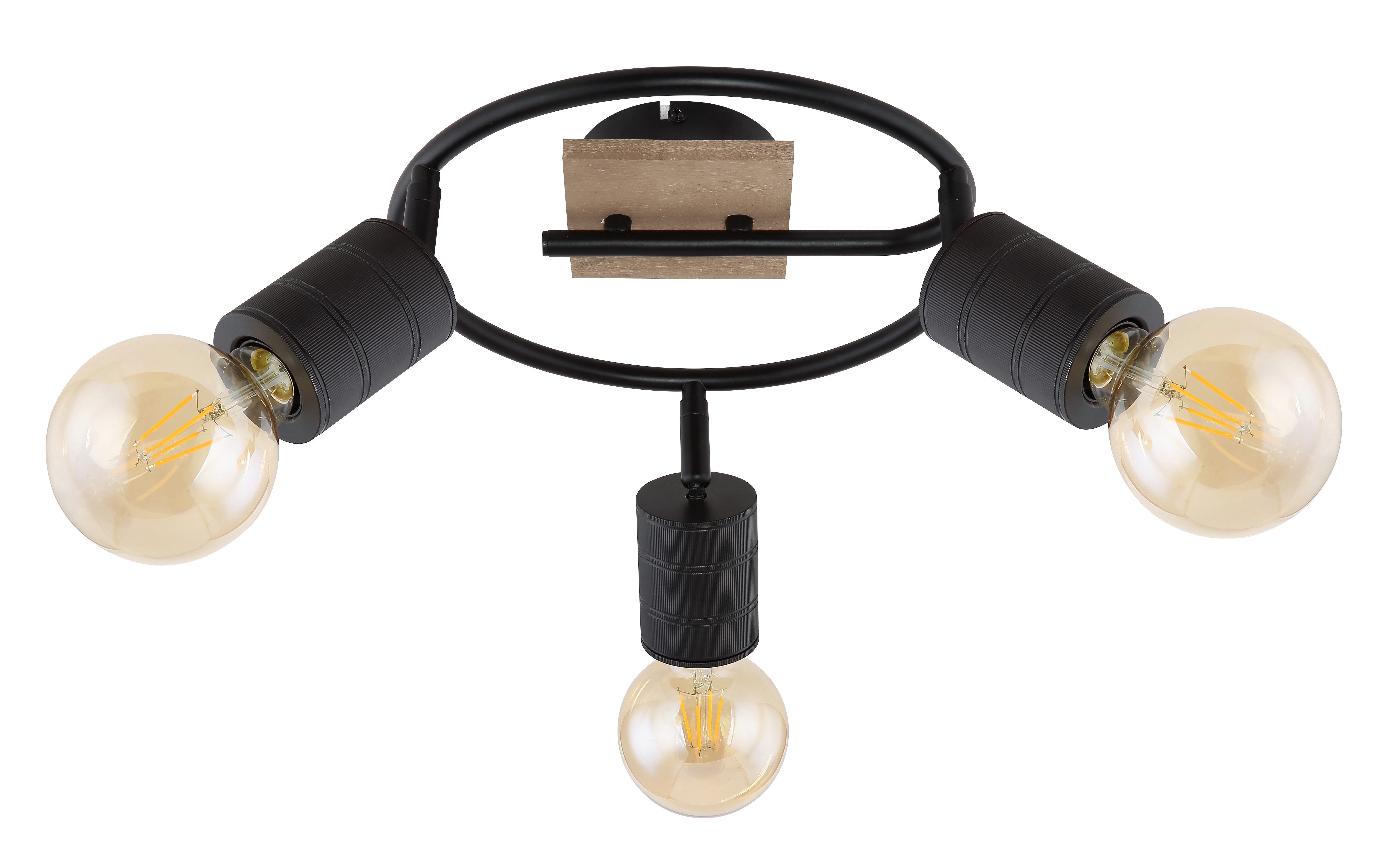 GLOBO LIGHTING Deckenstrahler JOSELLA, ohne Leuchtmittel, Deckenspot/Holz/schwarz/ø: 290mm/Flur/Wohnzimmer