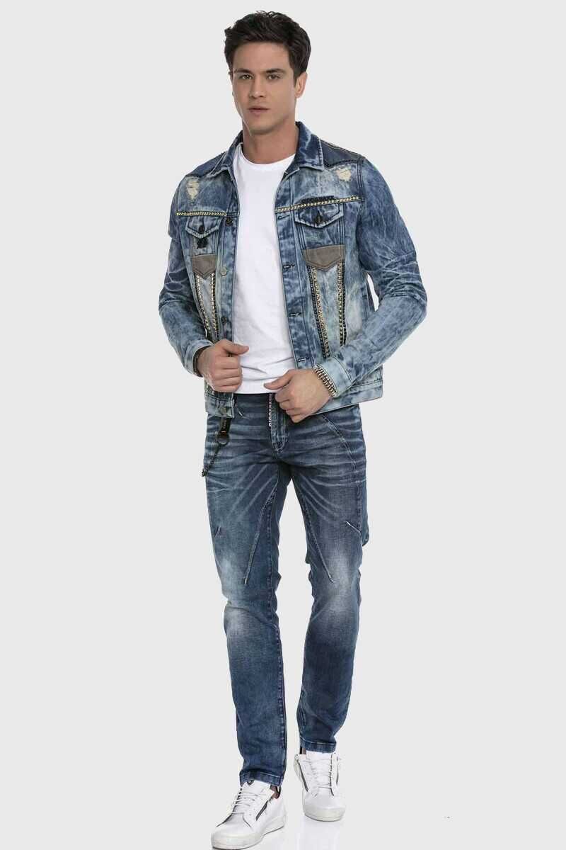 Cipo & Baxx Jeansjacke Jacke mit Ziersteinen